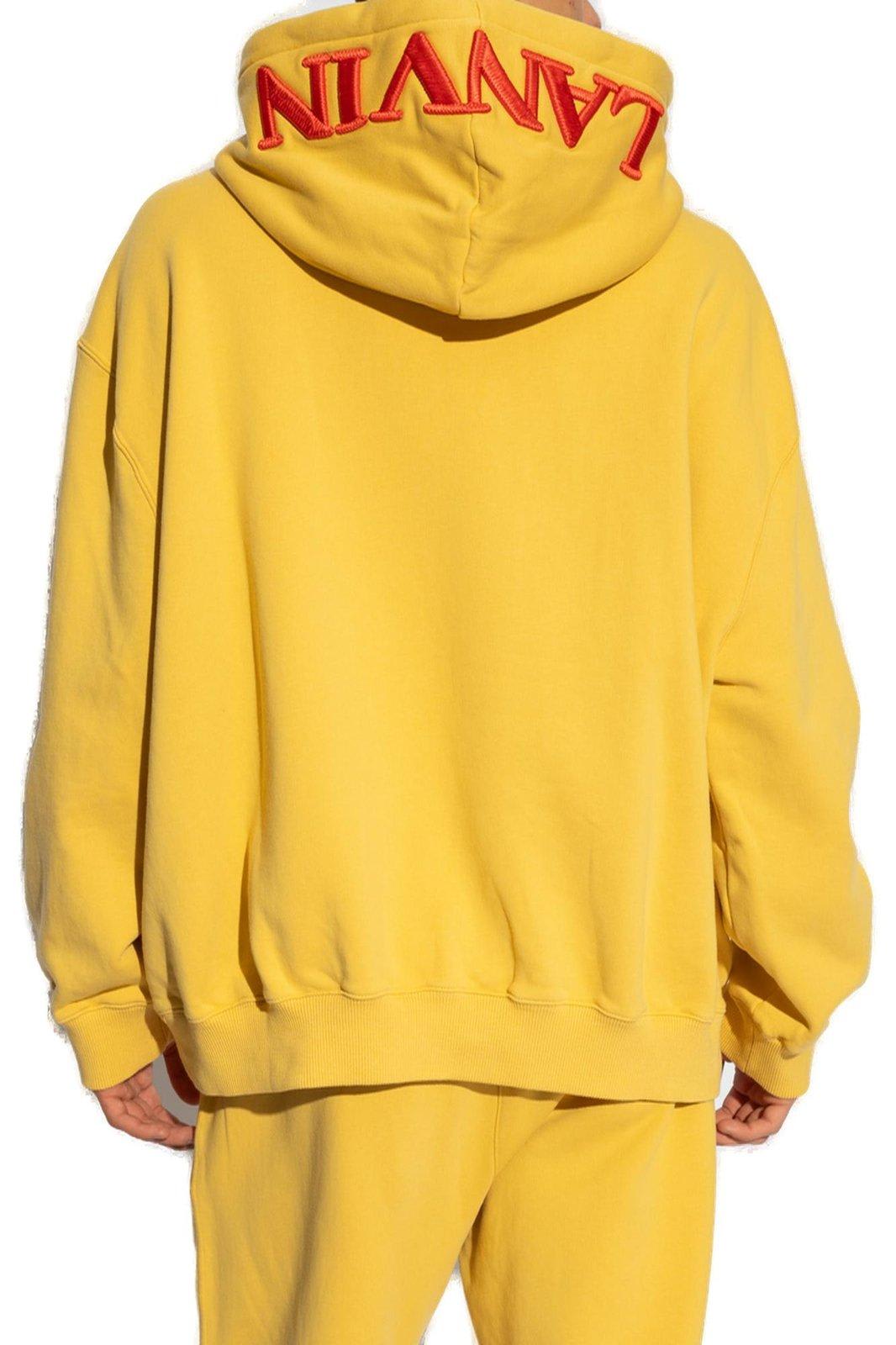 Shop Lanvin X Future Logo Embroidered Drop-shoulder Hoodie In Yellow