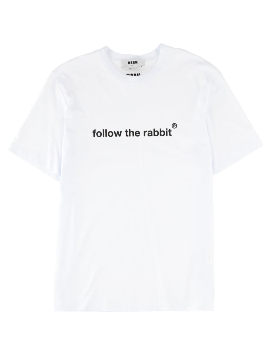 Msgm Follow The Rabbit T-shirt In White