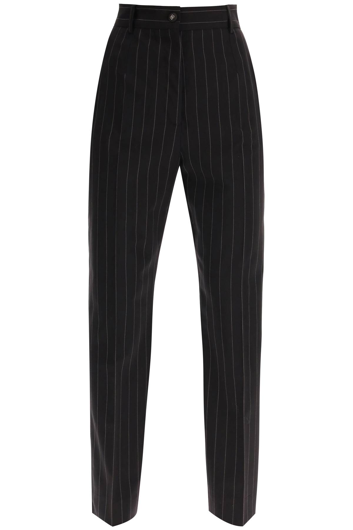 Shop Dolce & Gabbana Pinstriped Wool Pants In Rigato (brown)