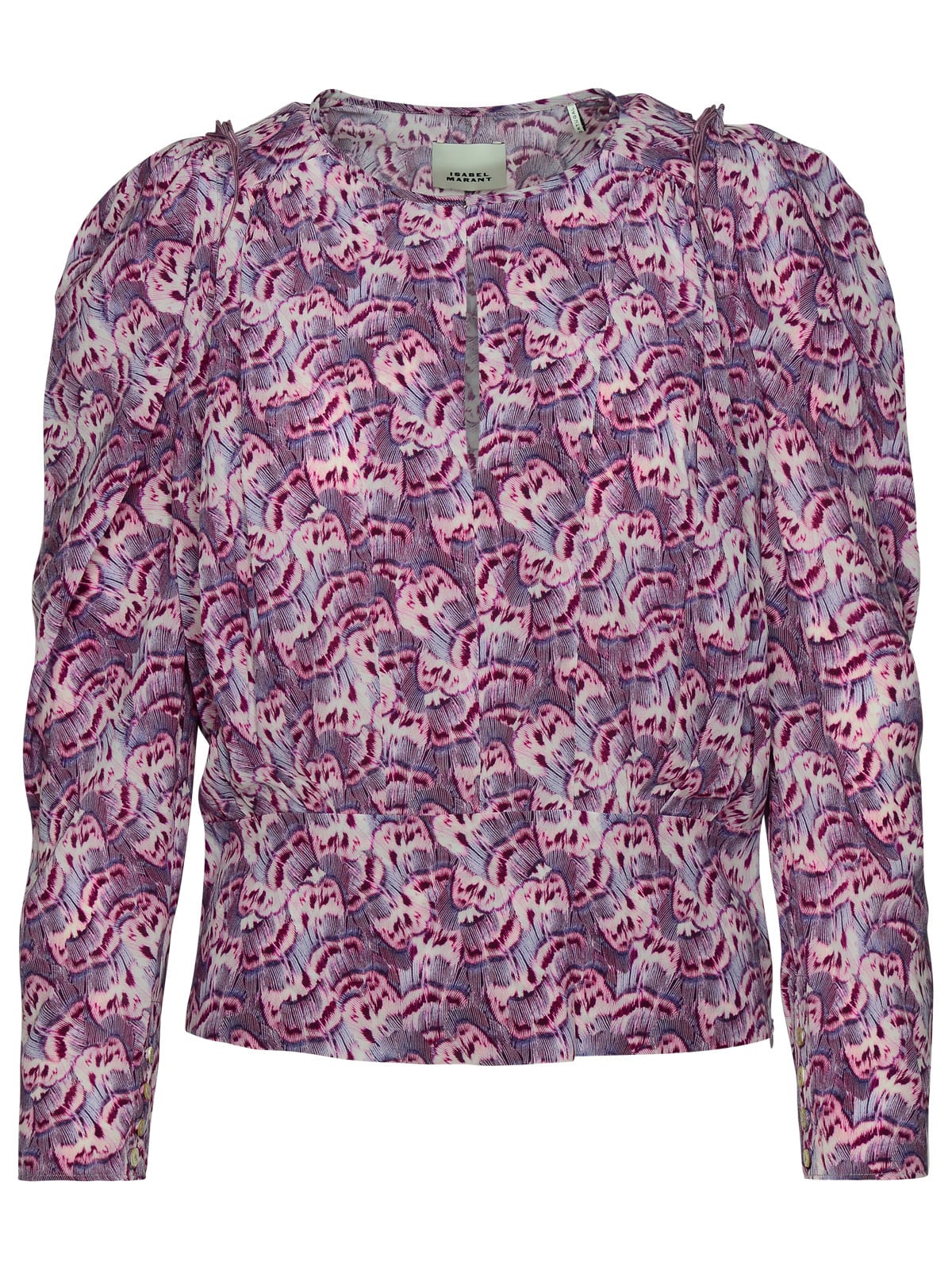 Shop Isabel Marant Zarga Blouse In Mauve Silk Blend In Multicolor