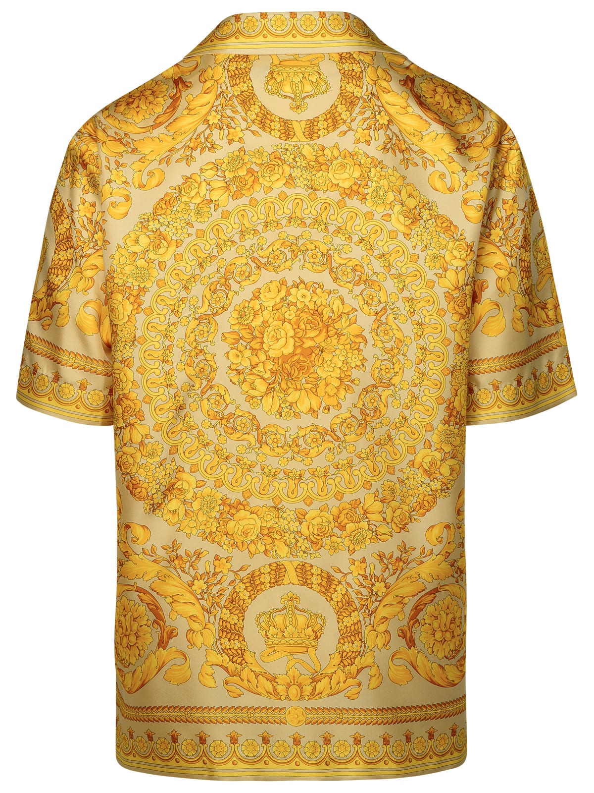 Shop Versace Barocco Gold Silk Shirt