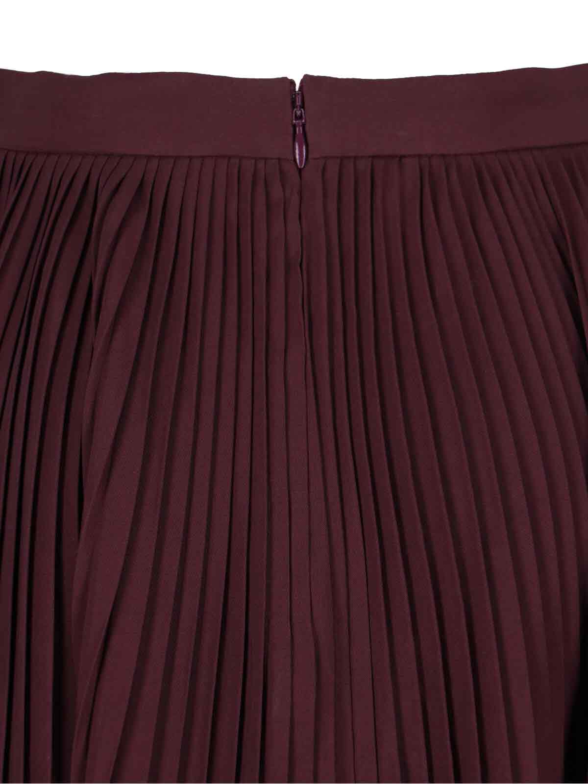 Alexander Mcqueen Asymmetrical Pleated Midi Skirt In Burgundy