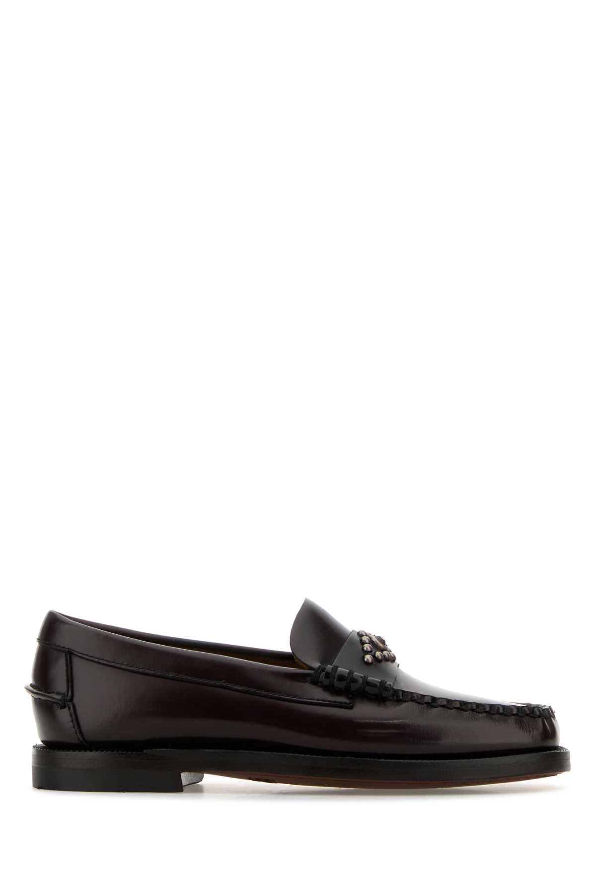 Shop Sebago Burgundy Leather Classic Dan Rhombus Loafers In Brownburgubdyrhomb