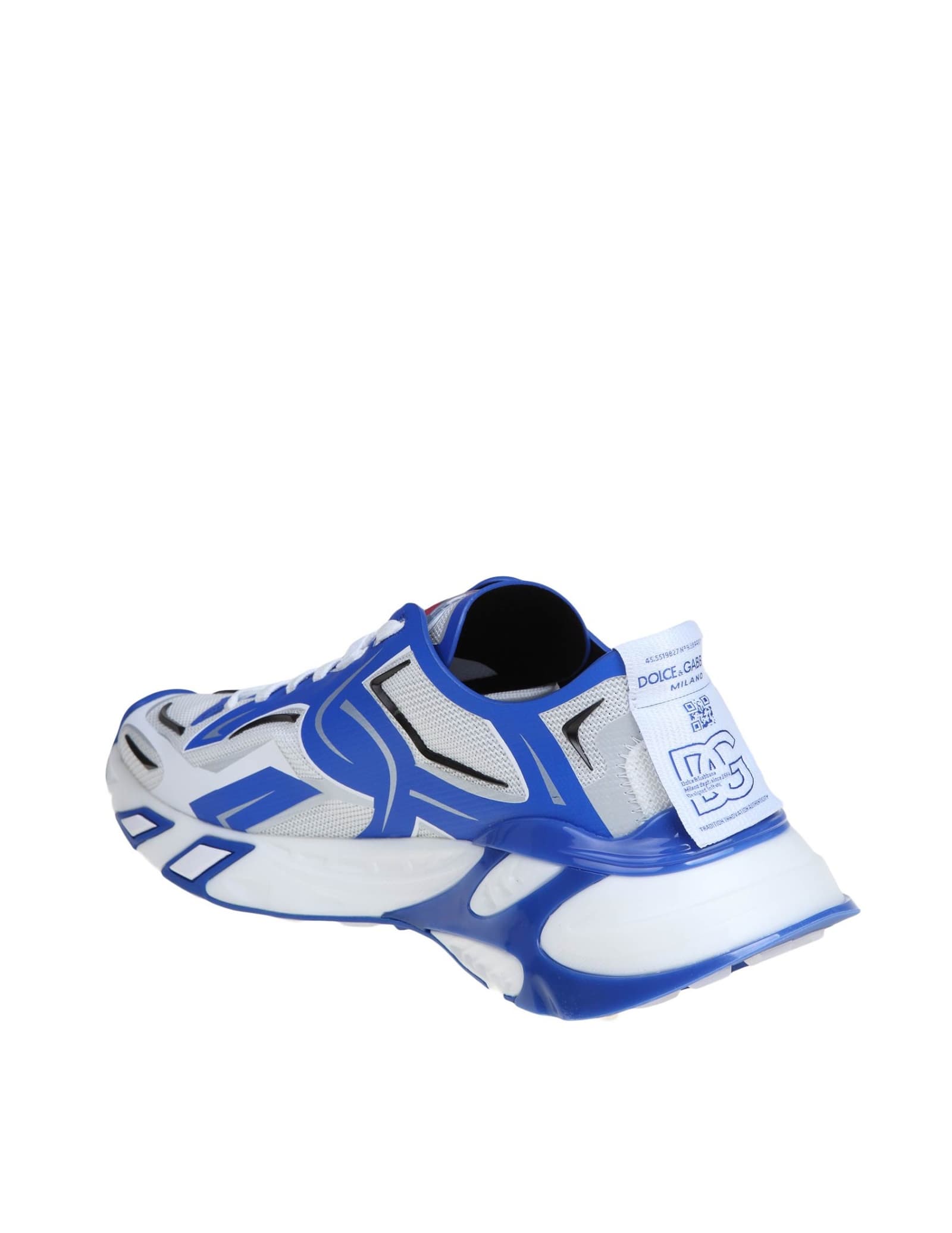 Dolce & Gabbana Fast In Maglina Panelled Sneakers In White/bluette