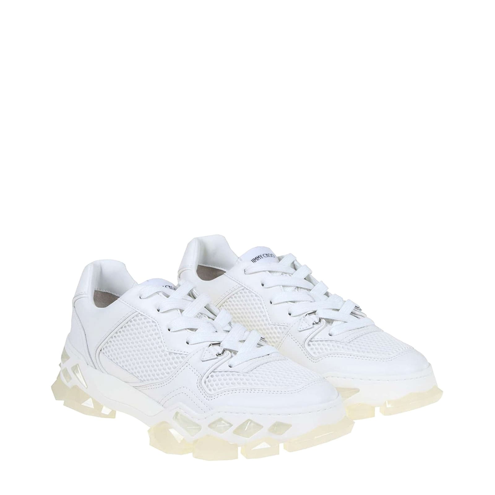 Shop Jimmy Choo Diamond Leather Sneakers In White