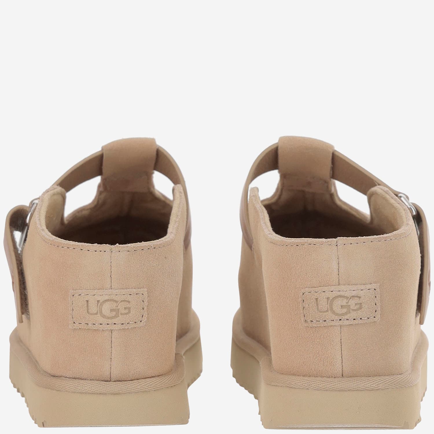 Ugg Lace-up Flatform Sole Round Toe Shoes In Beige