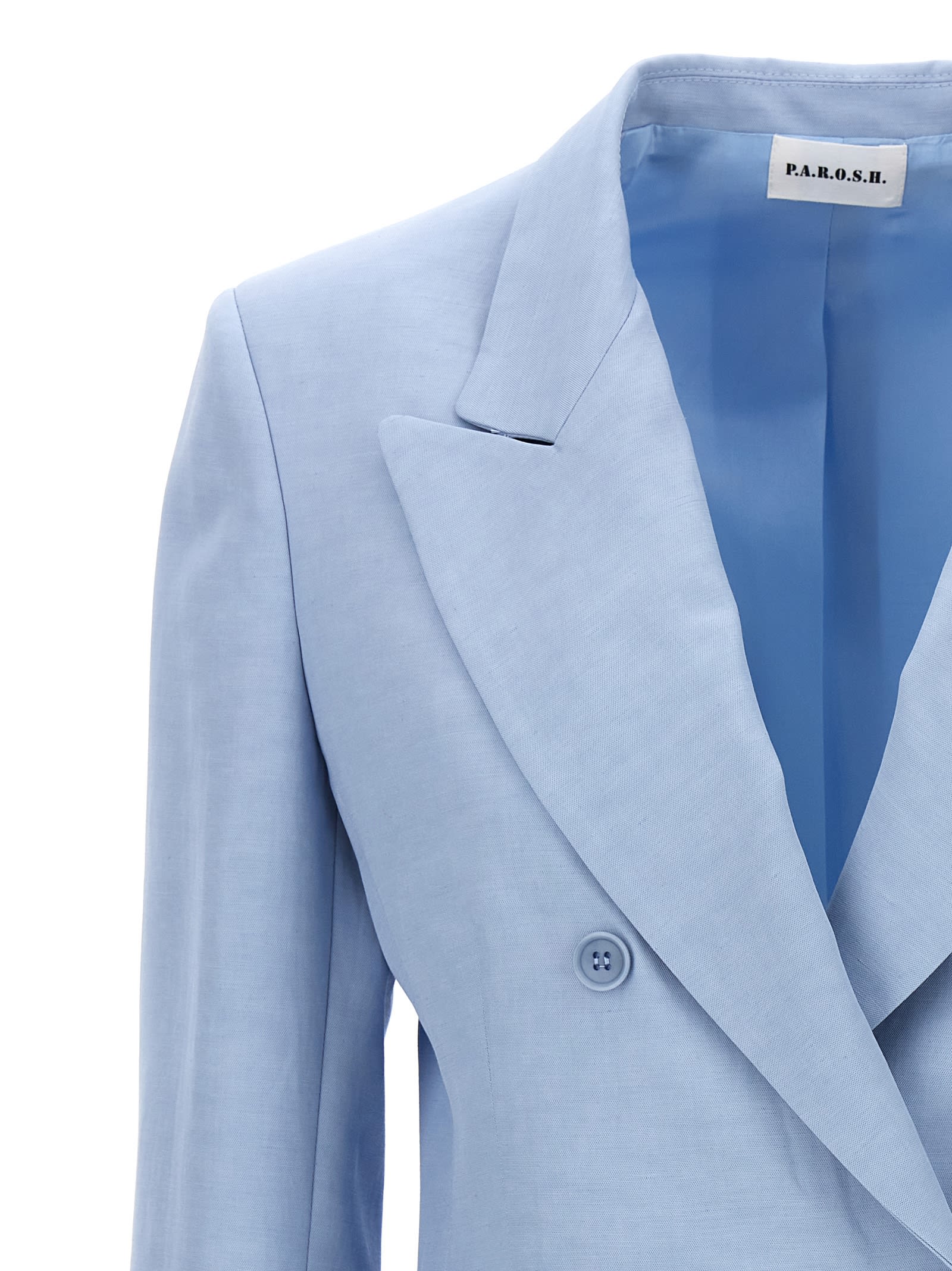 Shop P.a.r.o.s.h Double-breasted Blazer In Light Blue