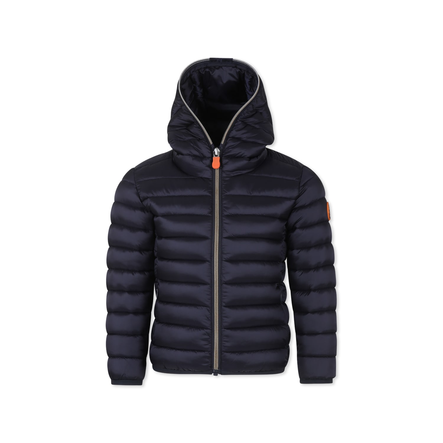 Save The Duck Black Down Jacket For Girl With Logo In Black