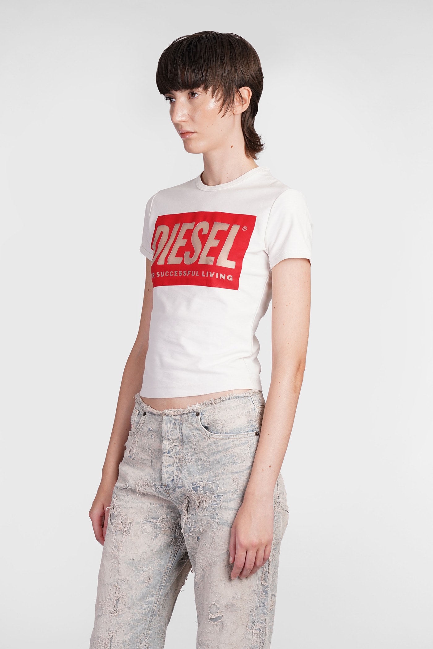 Shop Diesel T Malun T-shirt In Beige Cotton