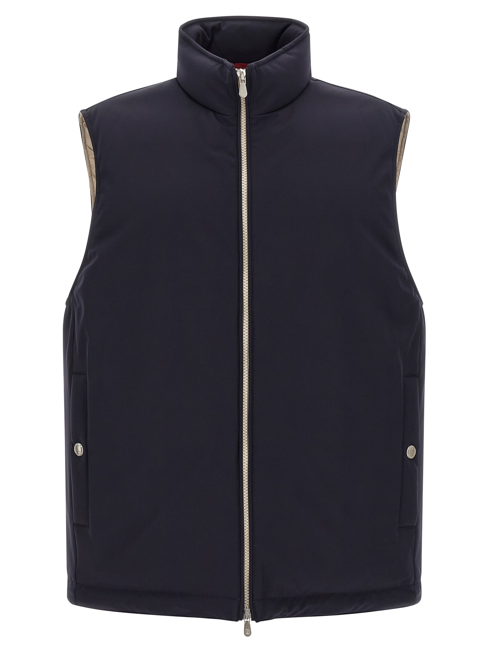 Brunello Cucinelli Technical Fabric Padded Vest With Goose Feather Insulation In Blue