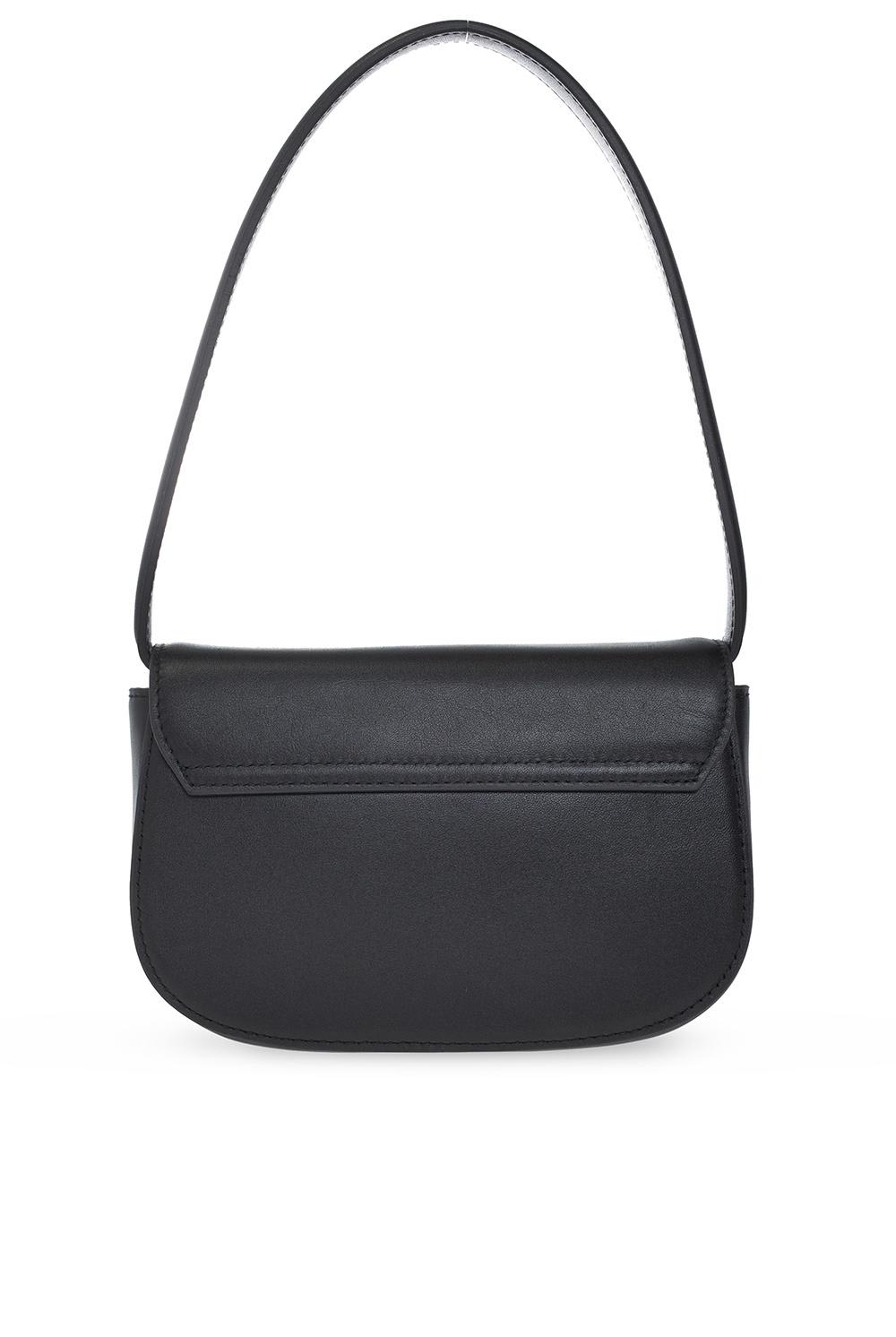 Diesel Rectangular Leather Shoulder Bag With Single Handle In Black