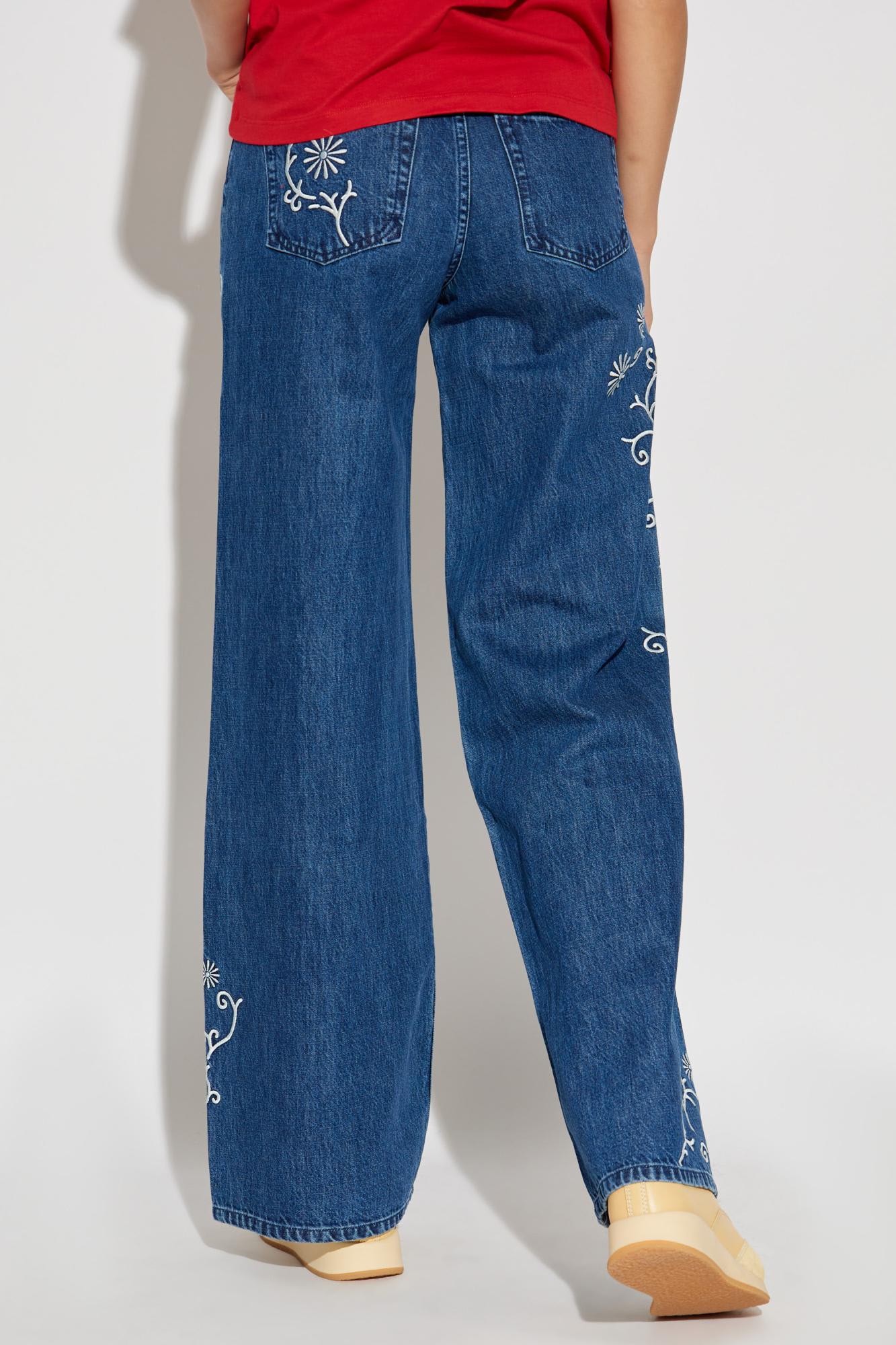 Shop Kenzo Wide-leg Jeans  In Blue