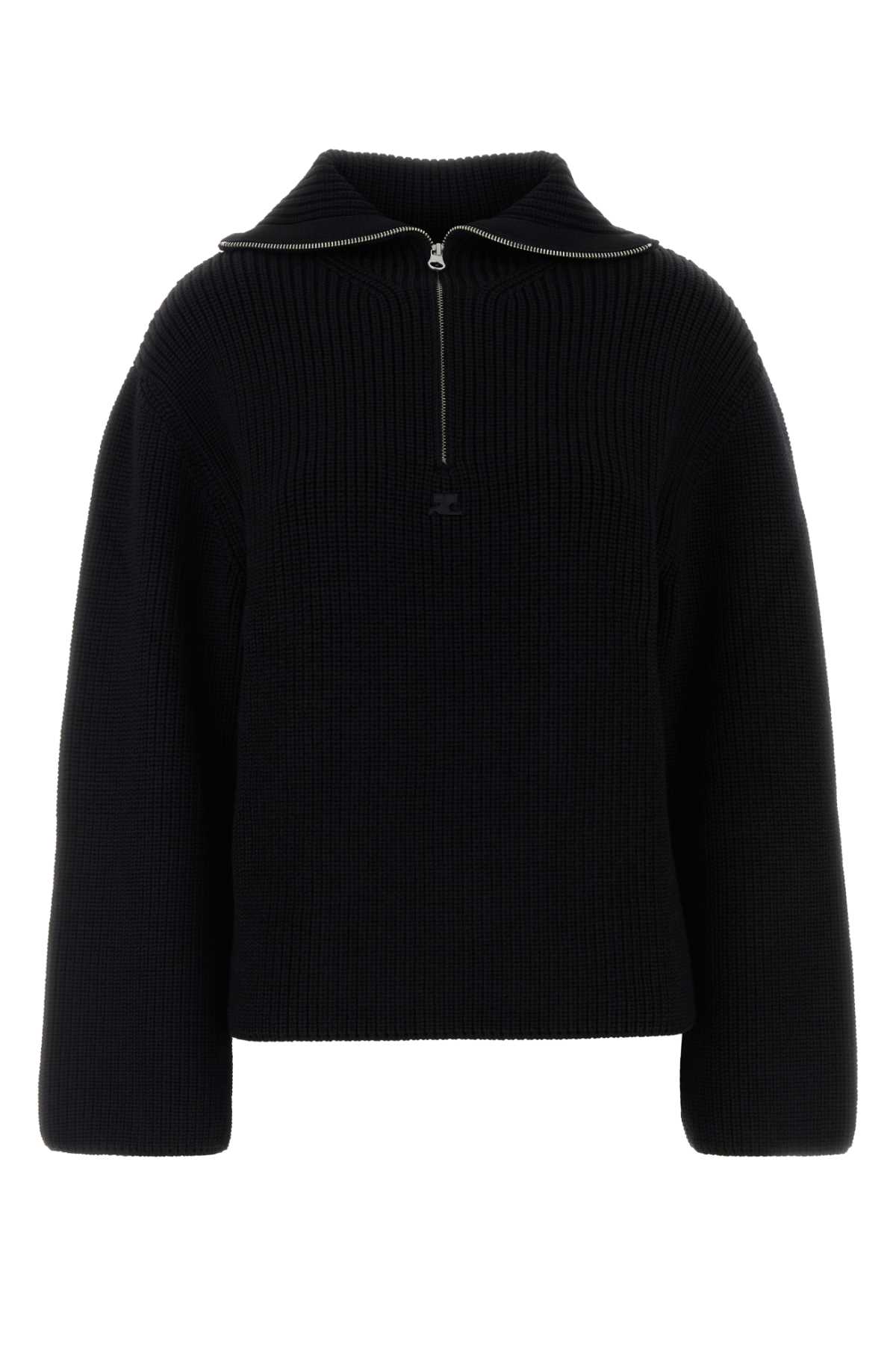 Courrèges Courreges Pre Zipped Wool Sweater In Black