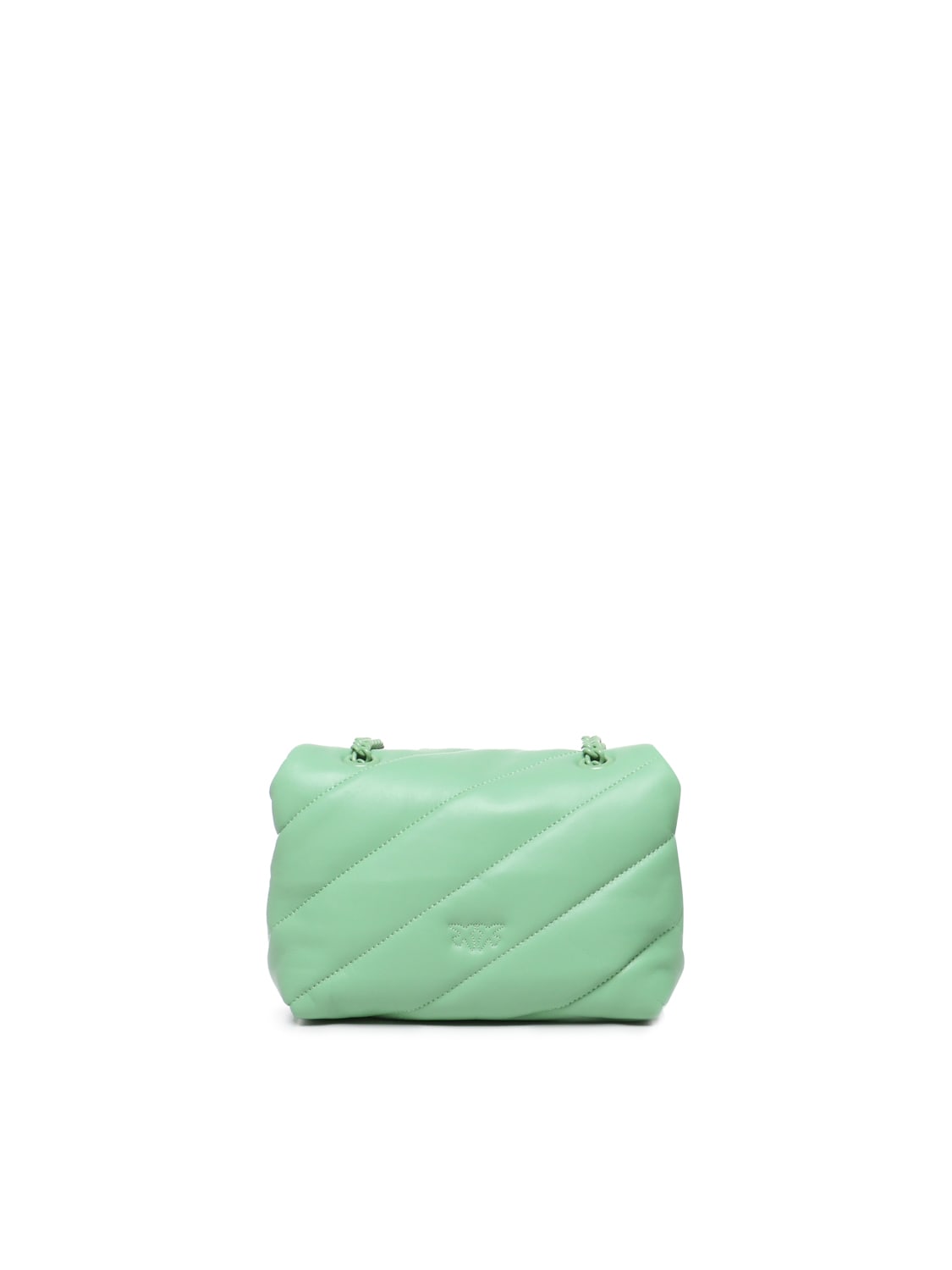 Shop Pinko Mini Love Puff Bag In Color Block Nappa In Green