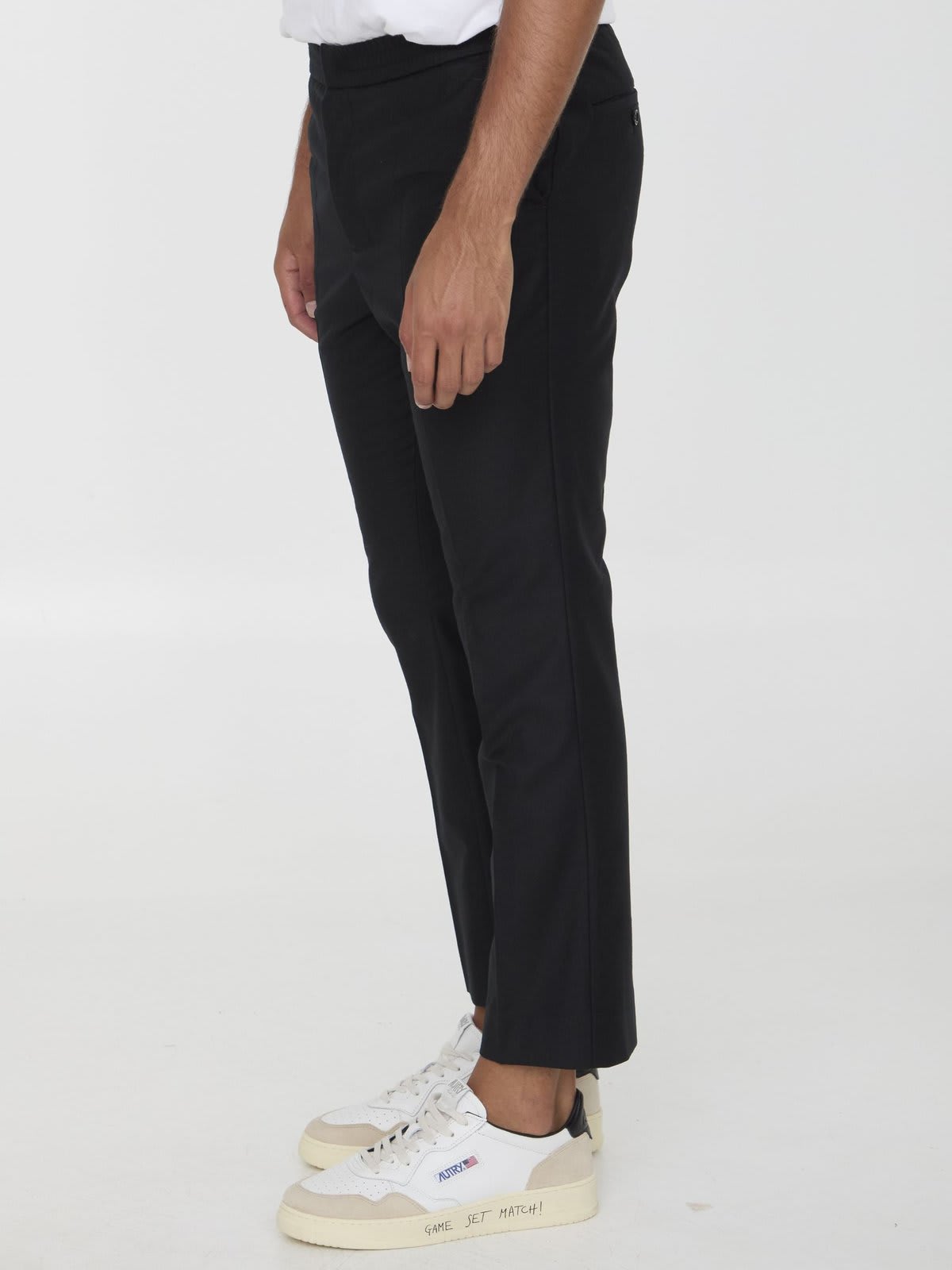 Shop Ami Alexandre Mattiussi Ribbed Waist Trousers In Black