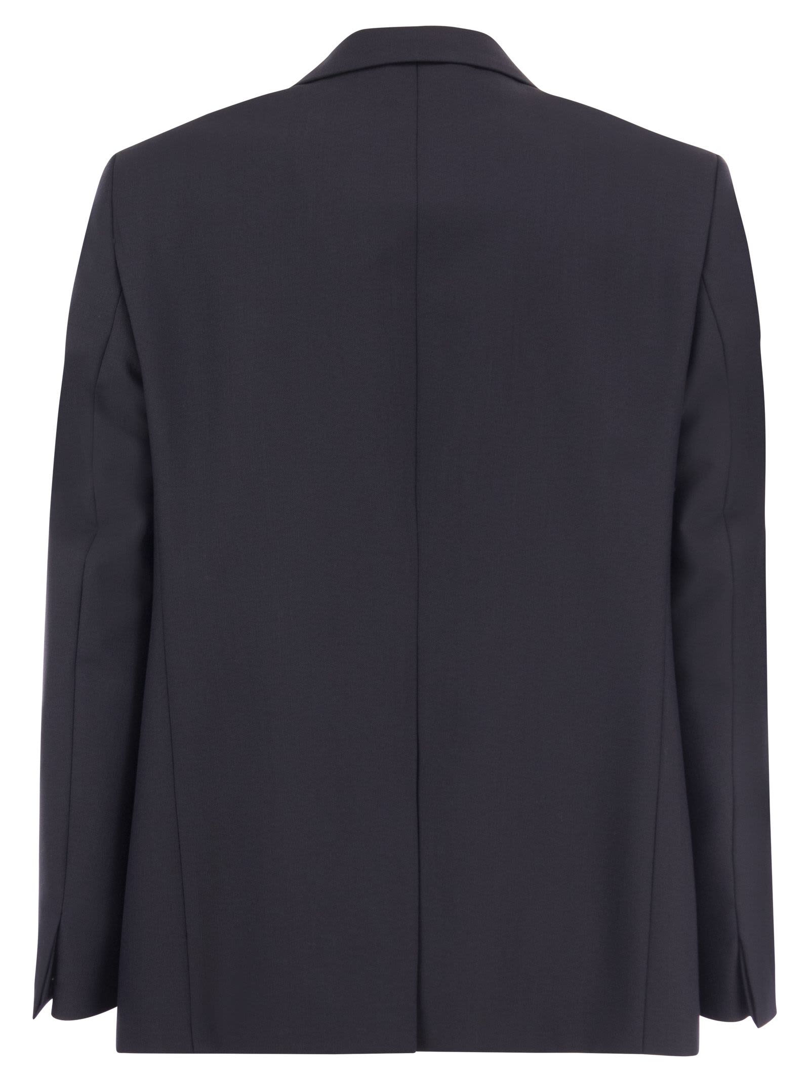 Shop Pt01 Double-breasted Jacket In Wool Blend In Navy