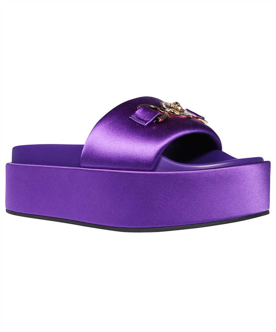 Versace Plateau-pantoletten Medusa Biggie Aus Satin In Purple