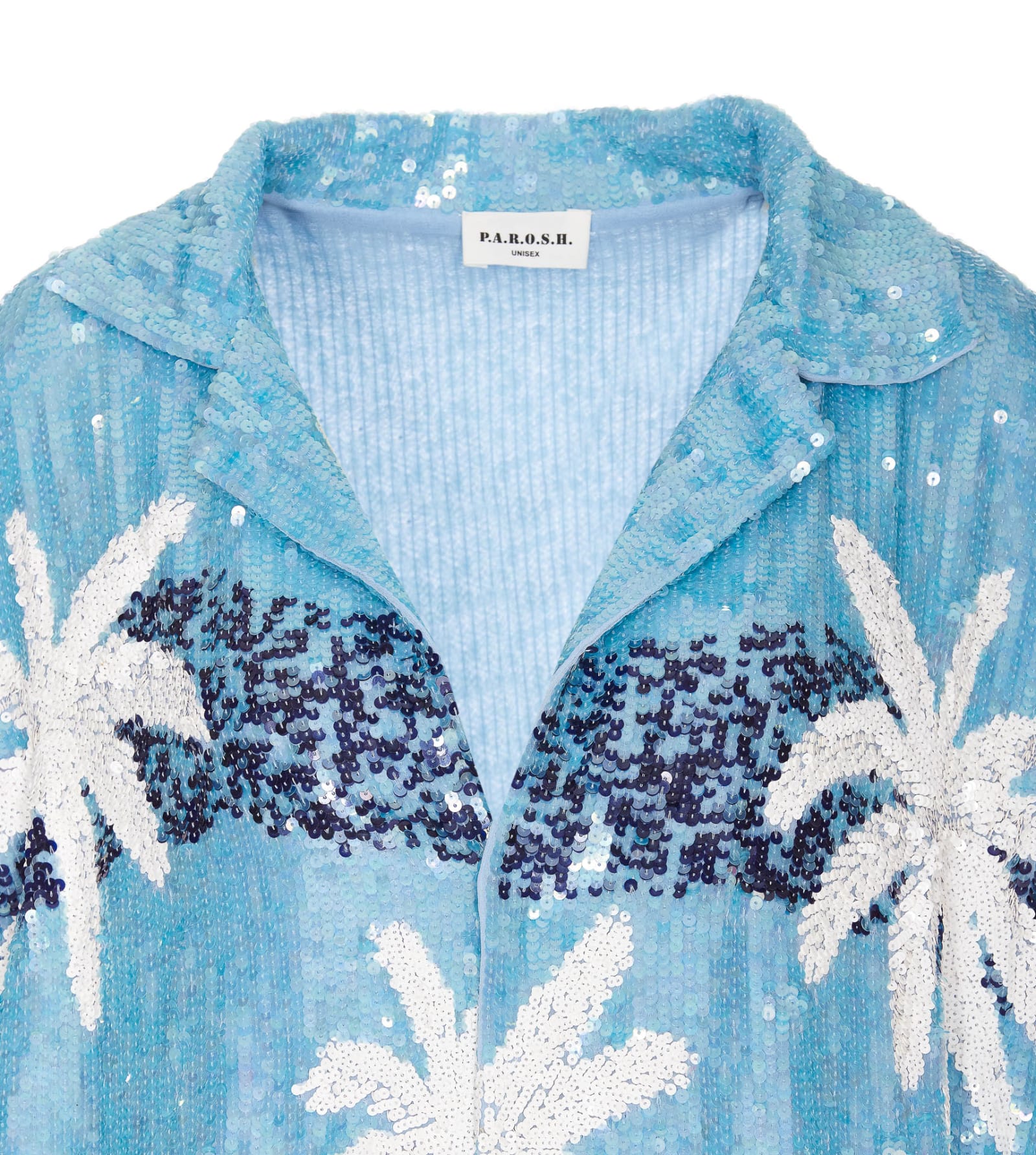 Shop P.a.r.o.s.h Gust Palms Fantasy Sequins Shirt In Blue