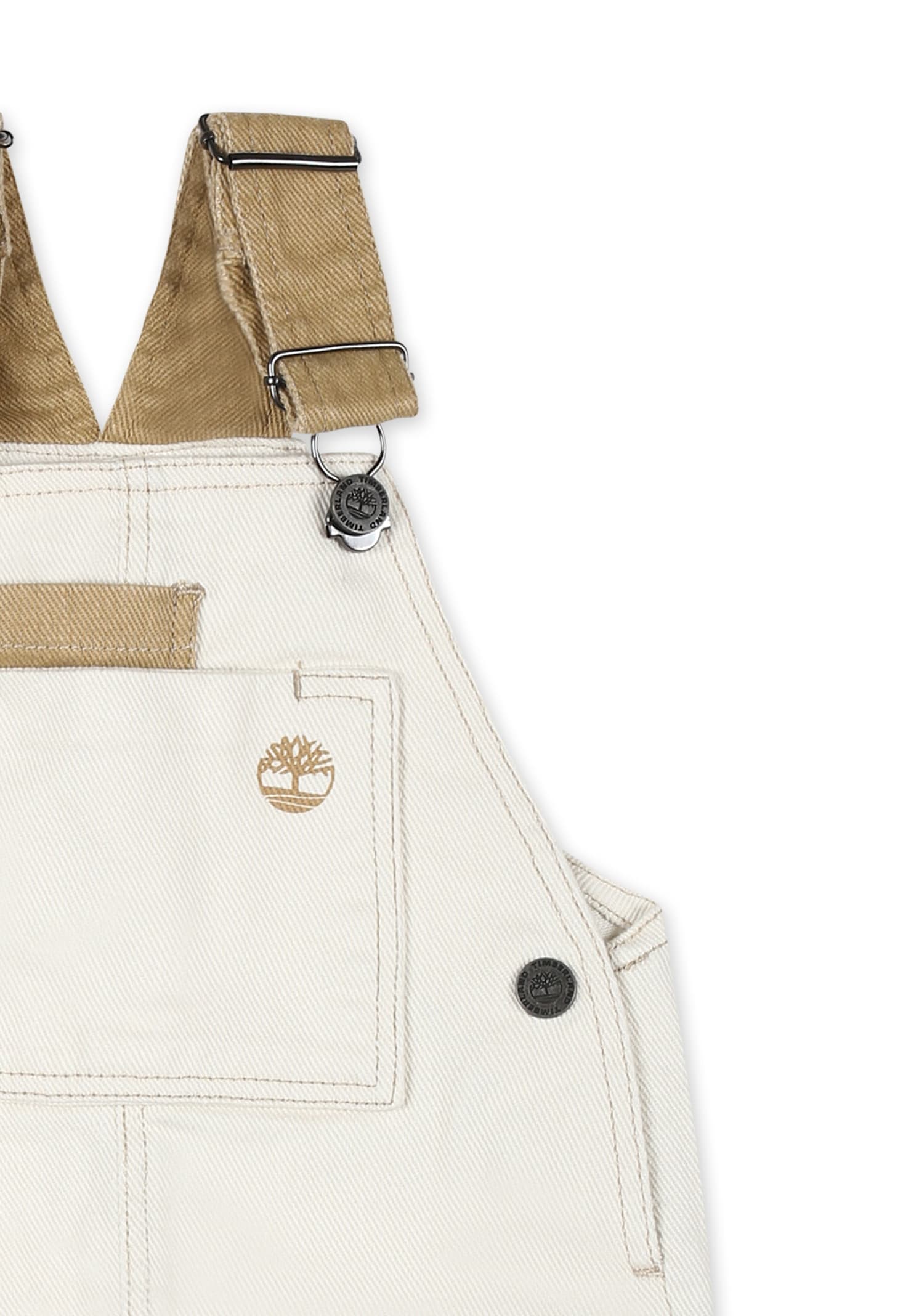 Timberland Ivory Dungarees For Baby Boy With Tree In Ivory