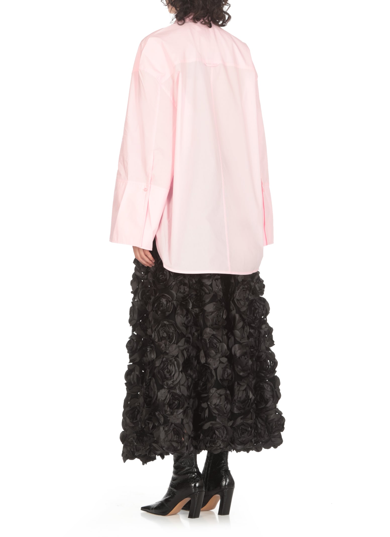 Shop Rotate Birger Christensen Cotton Oversize Shirt In Pink