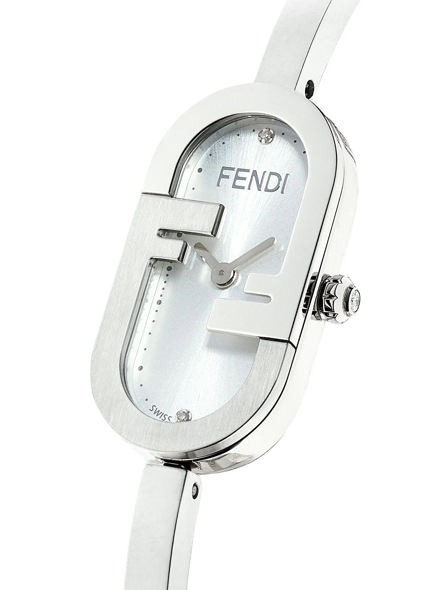 Fendi Olock Vertical Clock In Silver | ModeSens