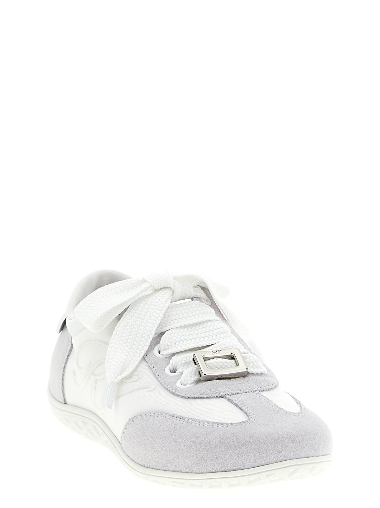 Roger Vivier Viv Suede-trimmed Canvas Sneakers In White