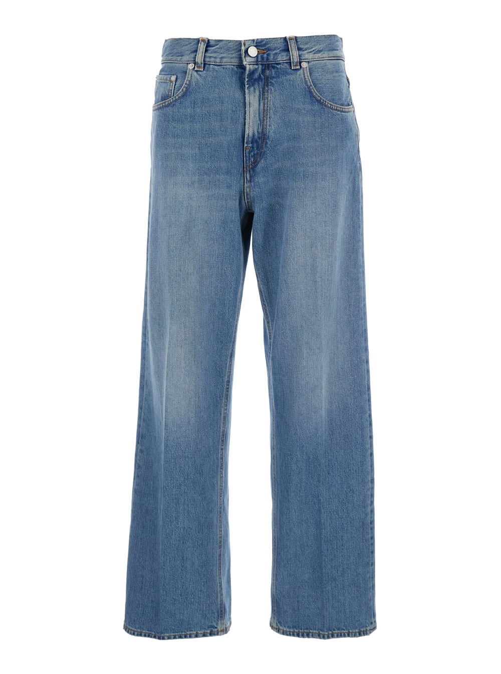 Haikure Blue Jeans With Five Pocket Design And Logo Patch On The Back In Denim Woman