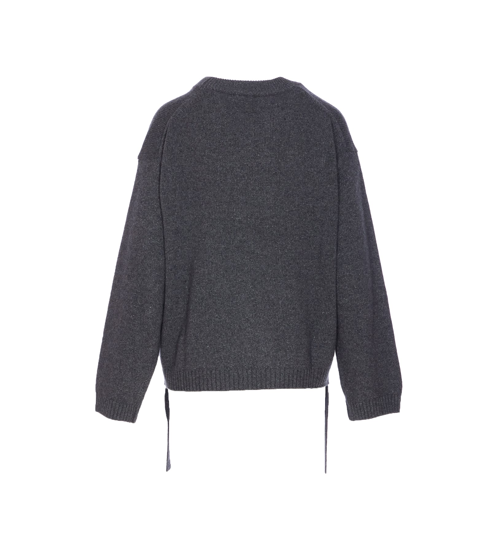 Ganni Sweater Wool Side Ties In Gray