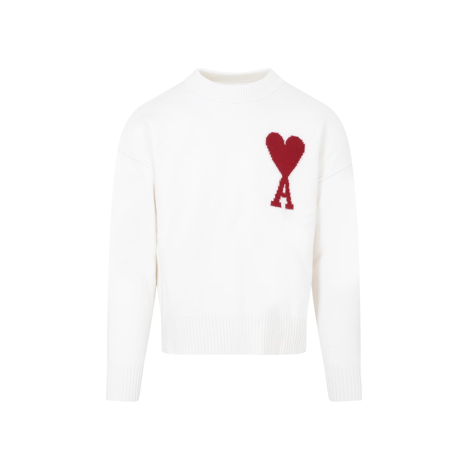 Shop Ami Alexandre Mattiussi Adc Crewneck Sweater In Off White Red