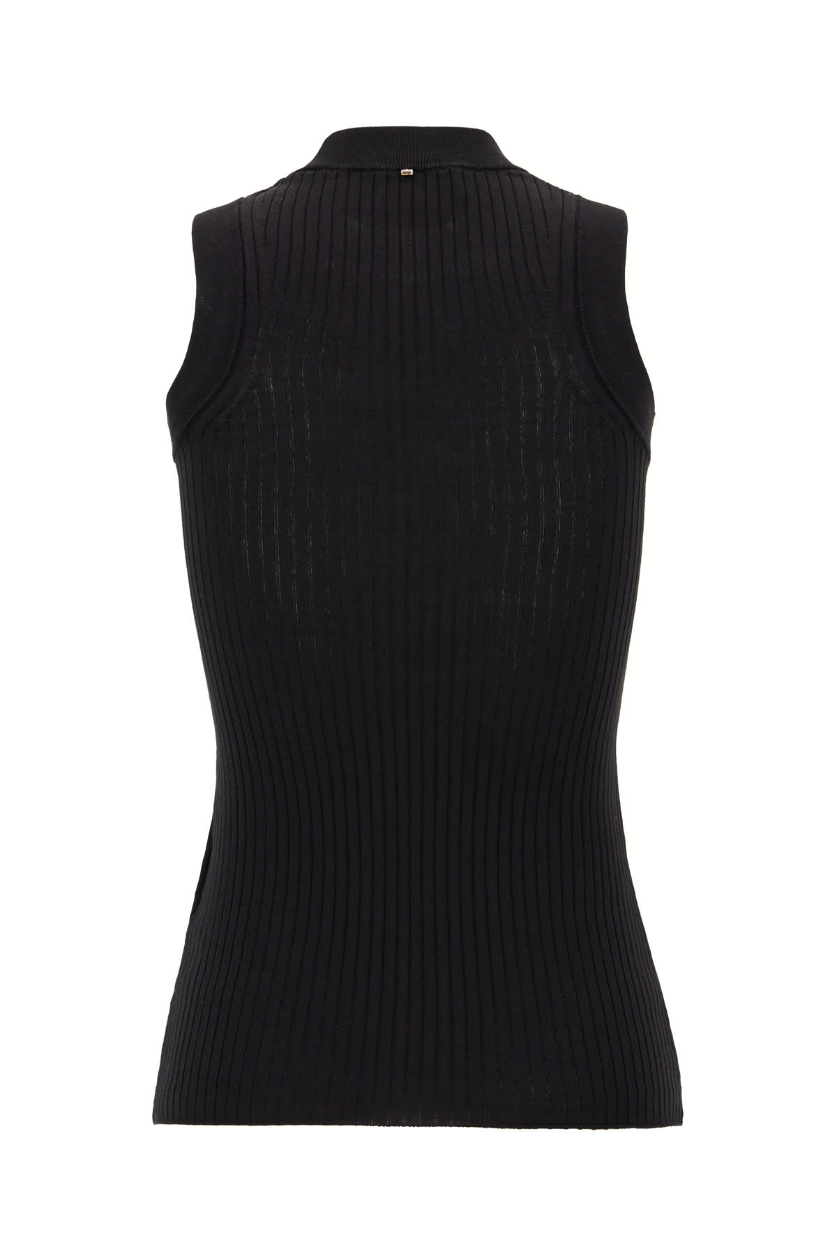 Sportmax Canotta Nera In Cotone A Costine In 005