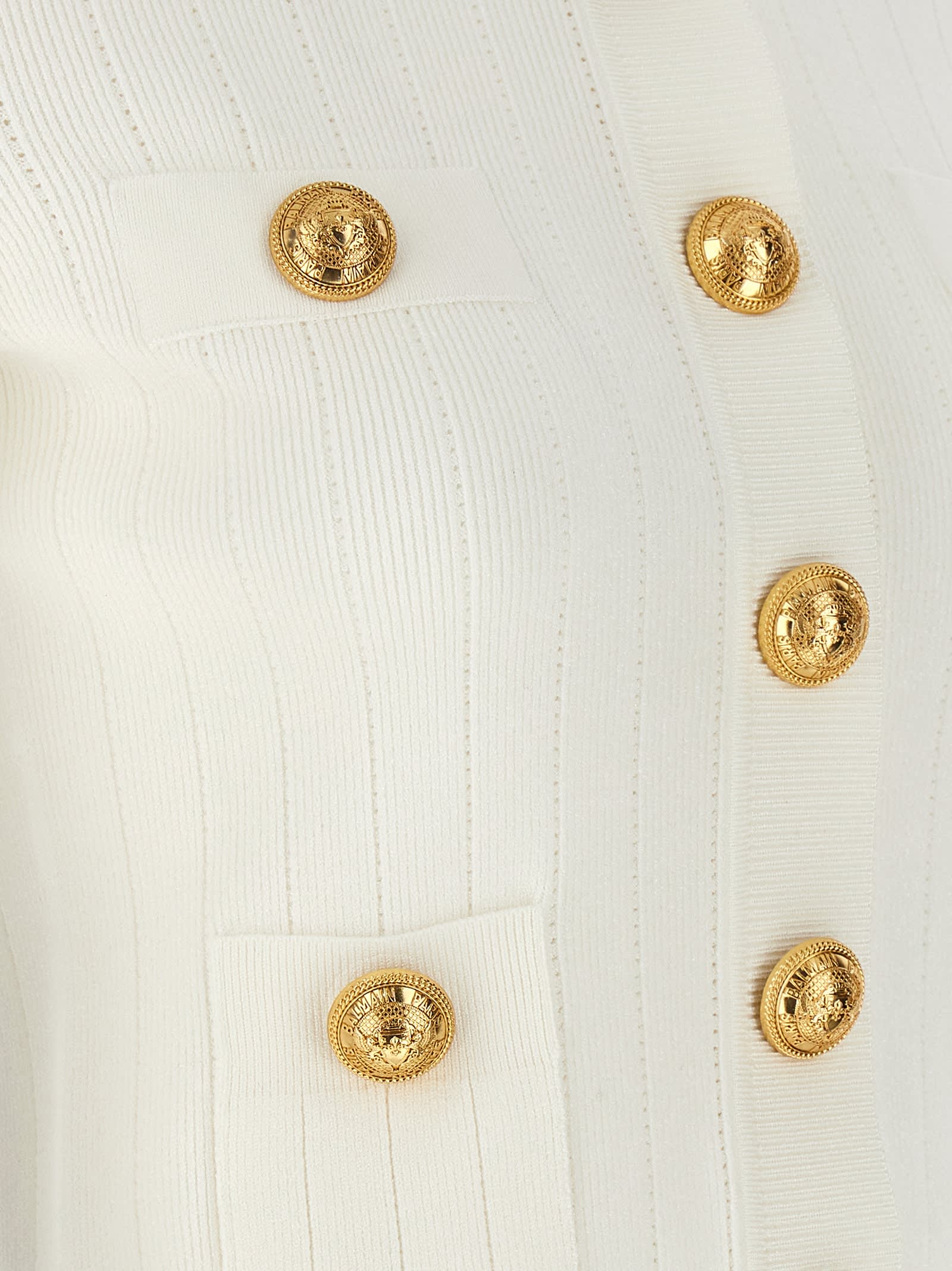 Shop Balmain Logo Buttons Cardigan In White