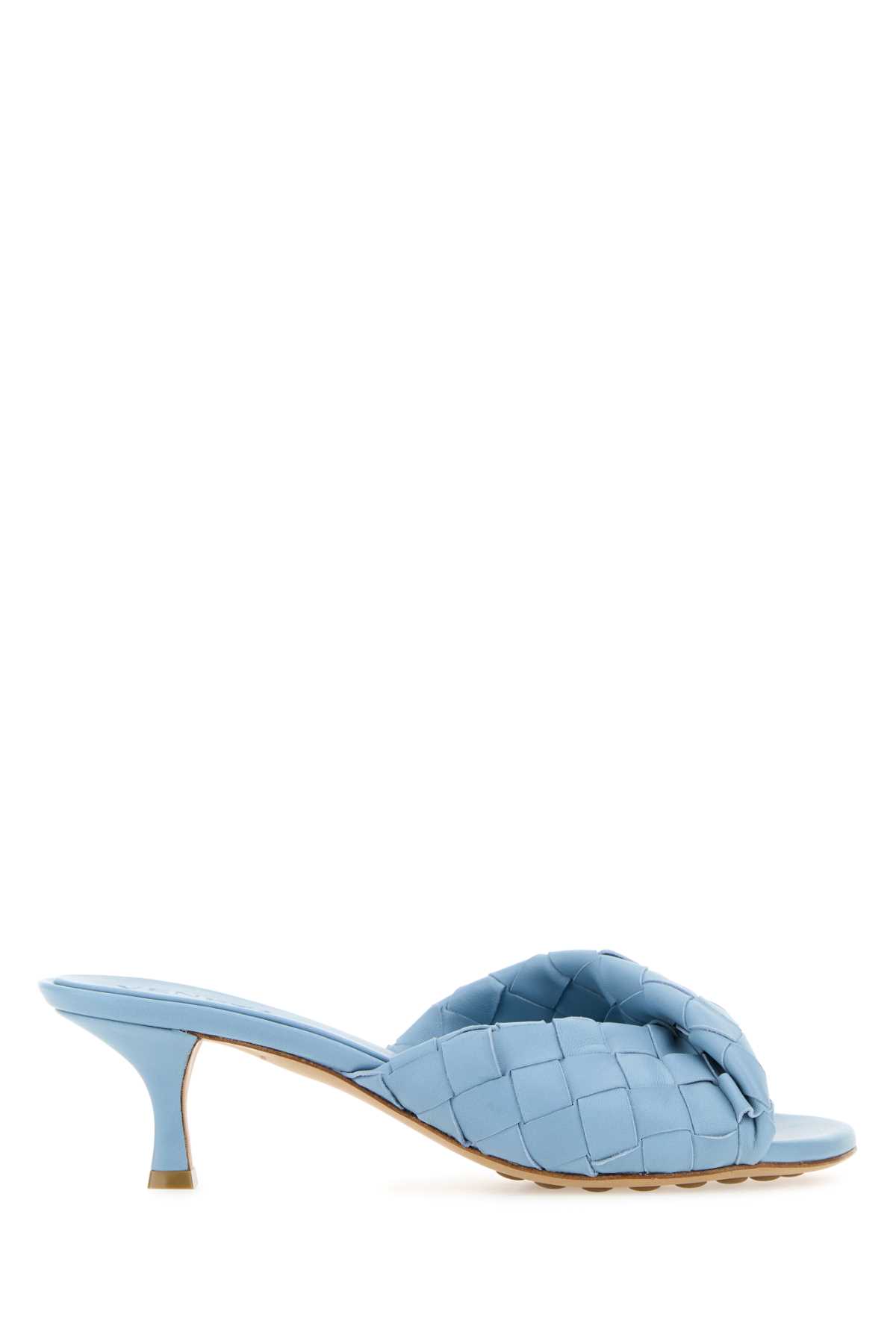 Bottega Veneta Light Blue Leather Blink Mules In White