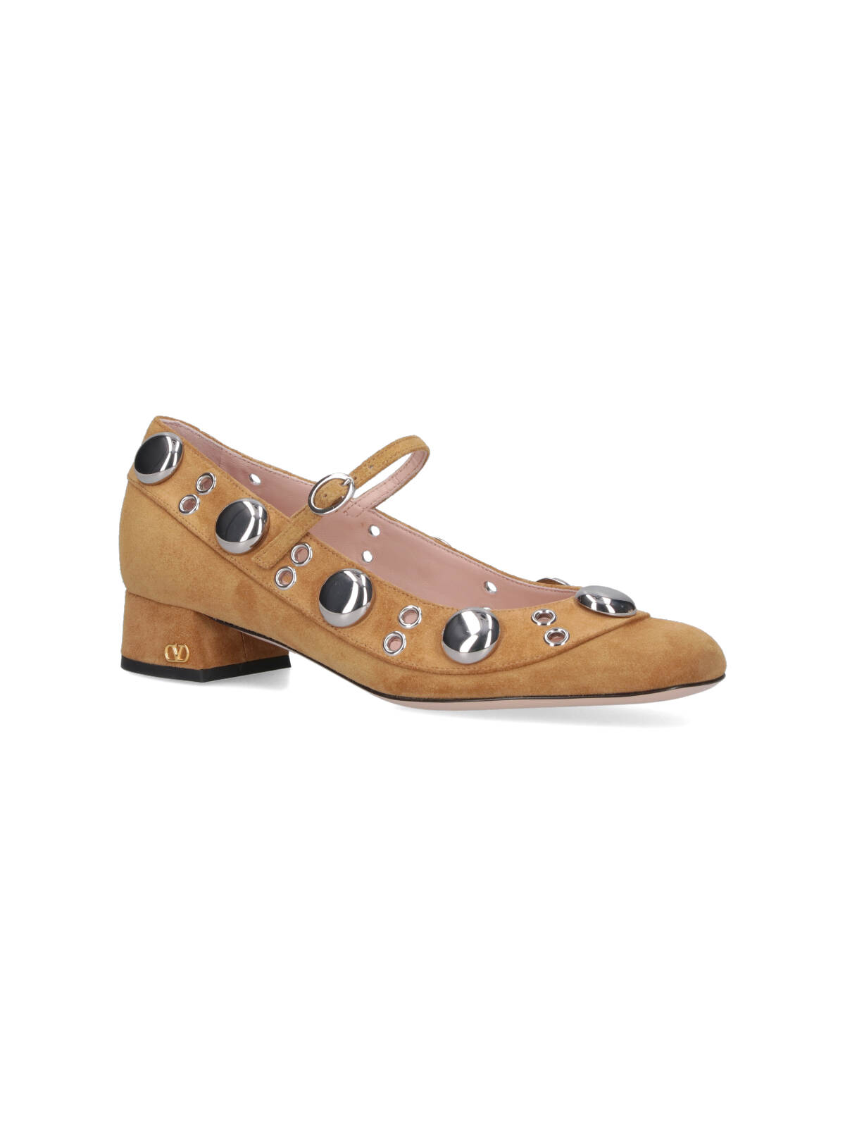 Valentino Nellcote Studded Suede Mary Jane Pumps In Brown