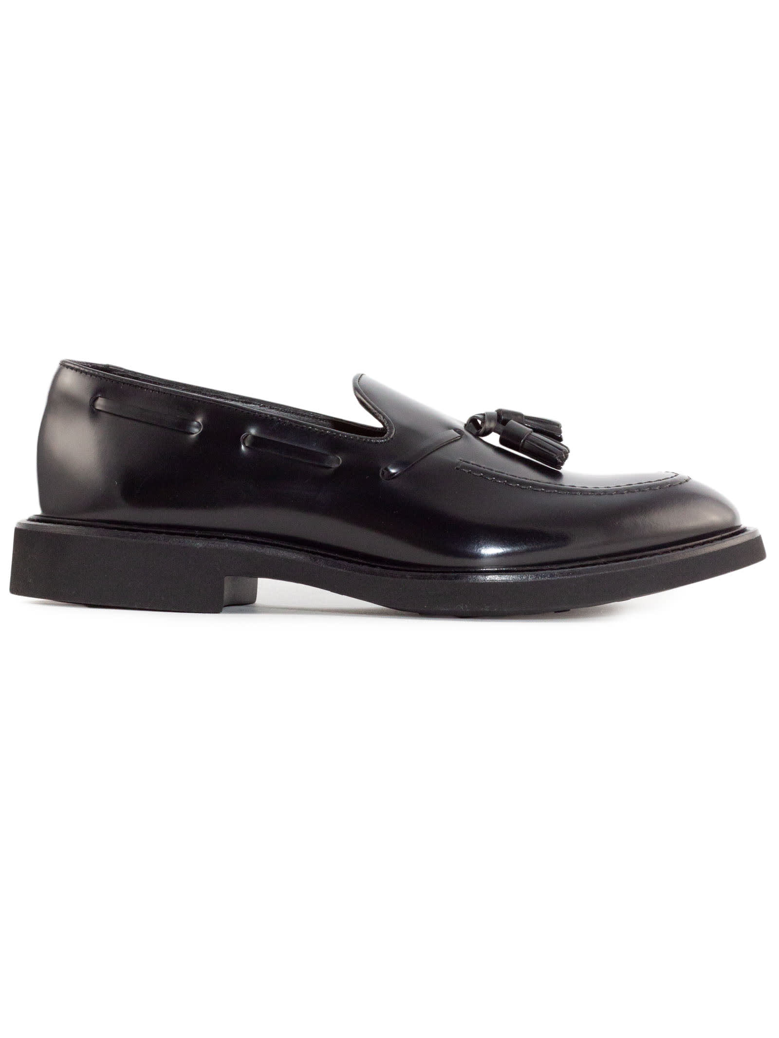 Doucal's Black Brushed Leather Loafers In Nero F.do Nero