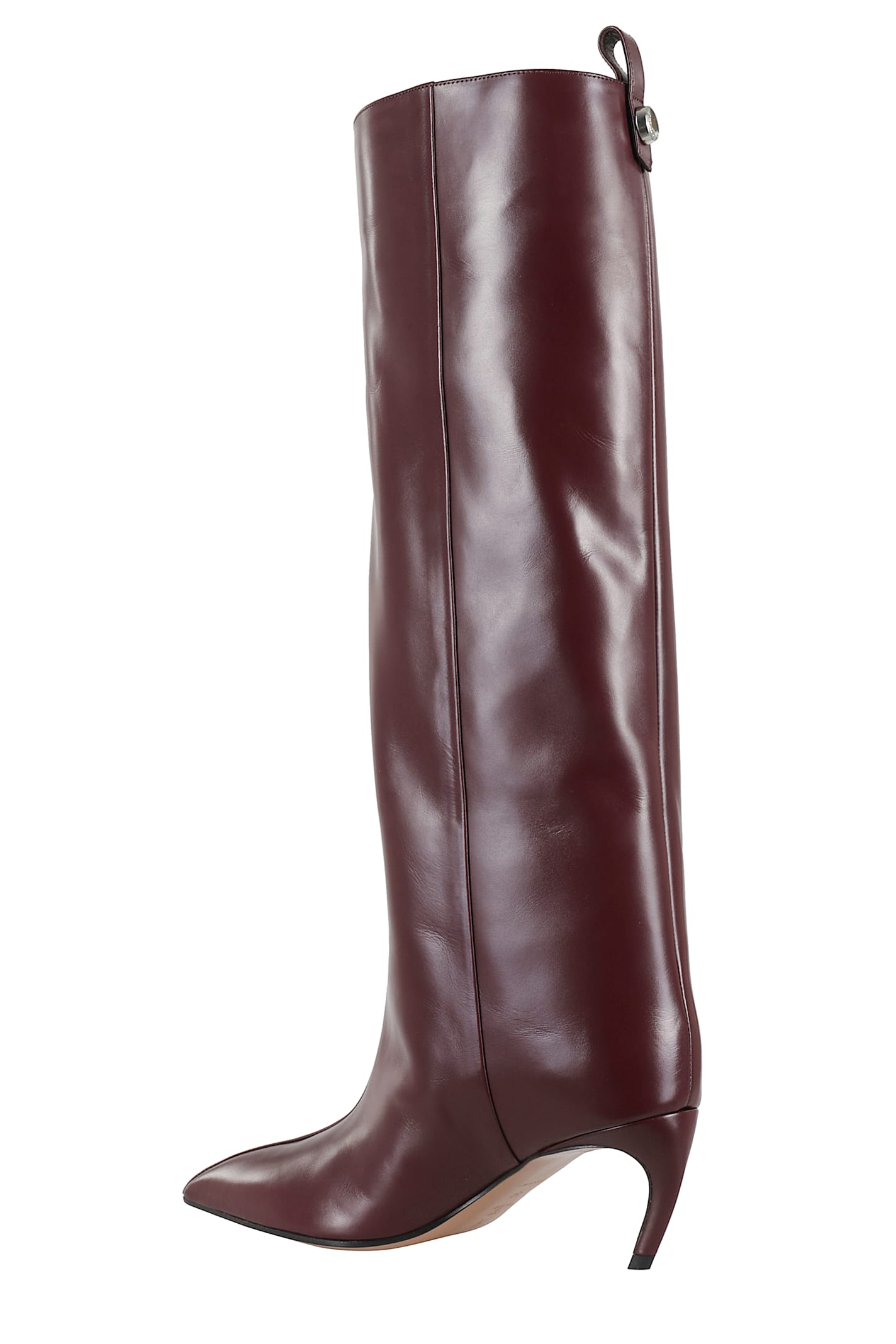 Attico Lea Knee-high Leather Boot In Brown