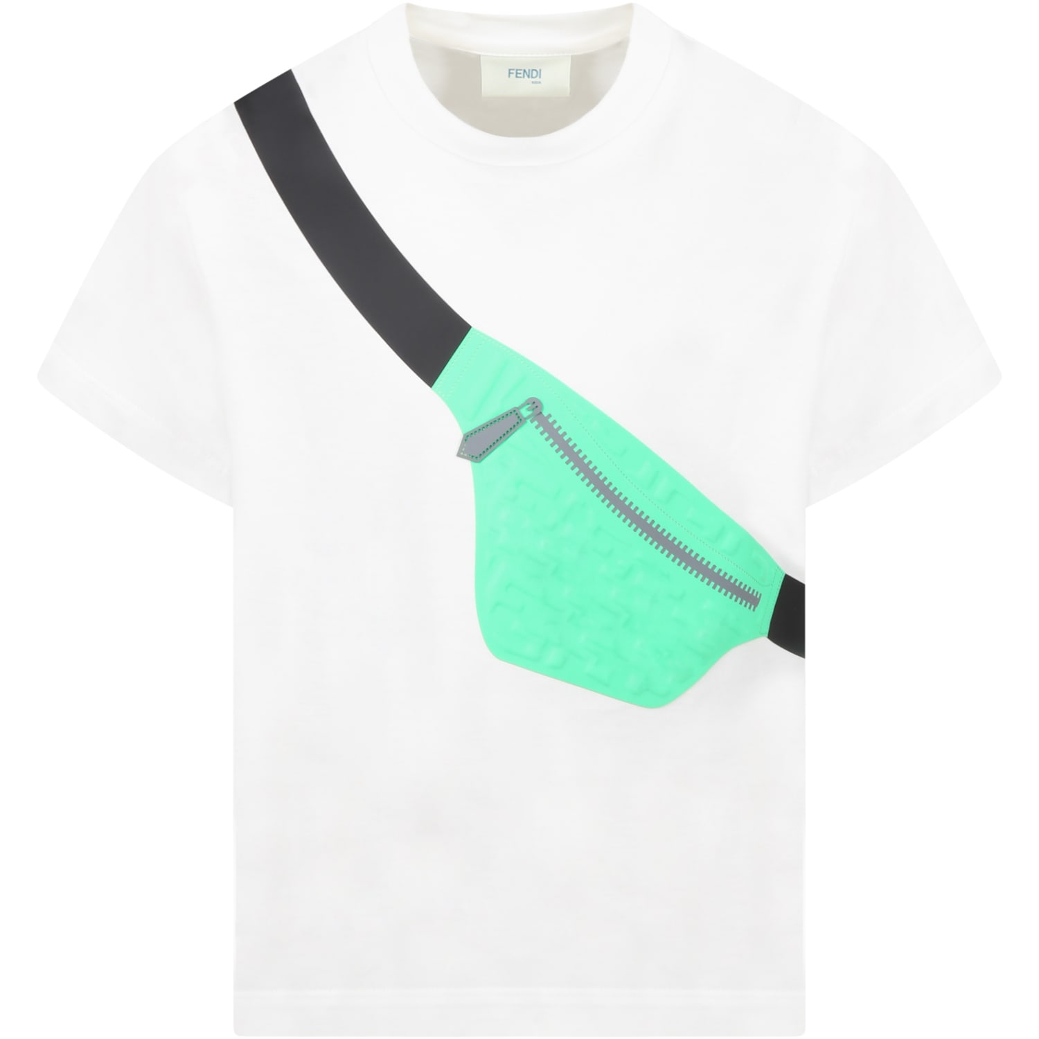 Fendi White T-shirt For Boy With Bum-bag