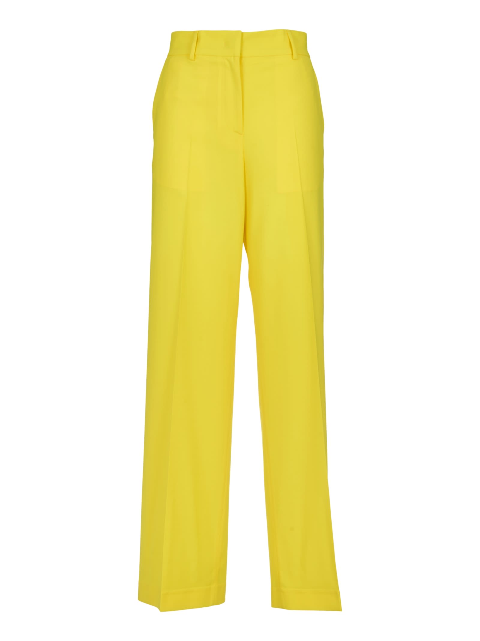Shop Msgm Straight Concealed Trousers In Yellow