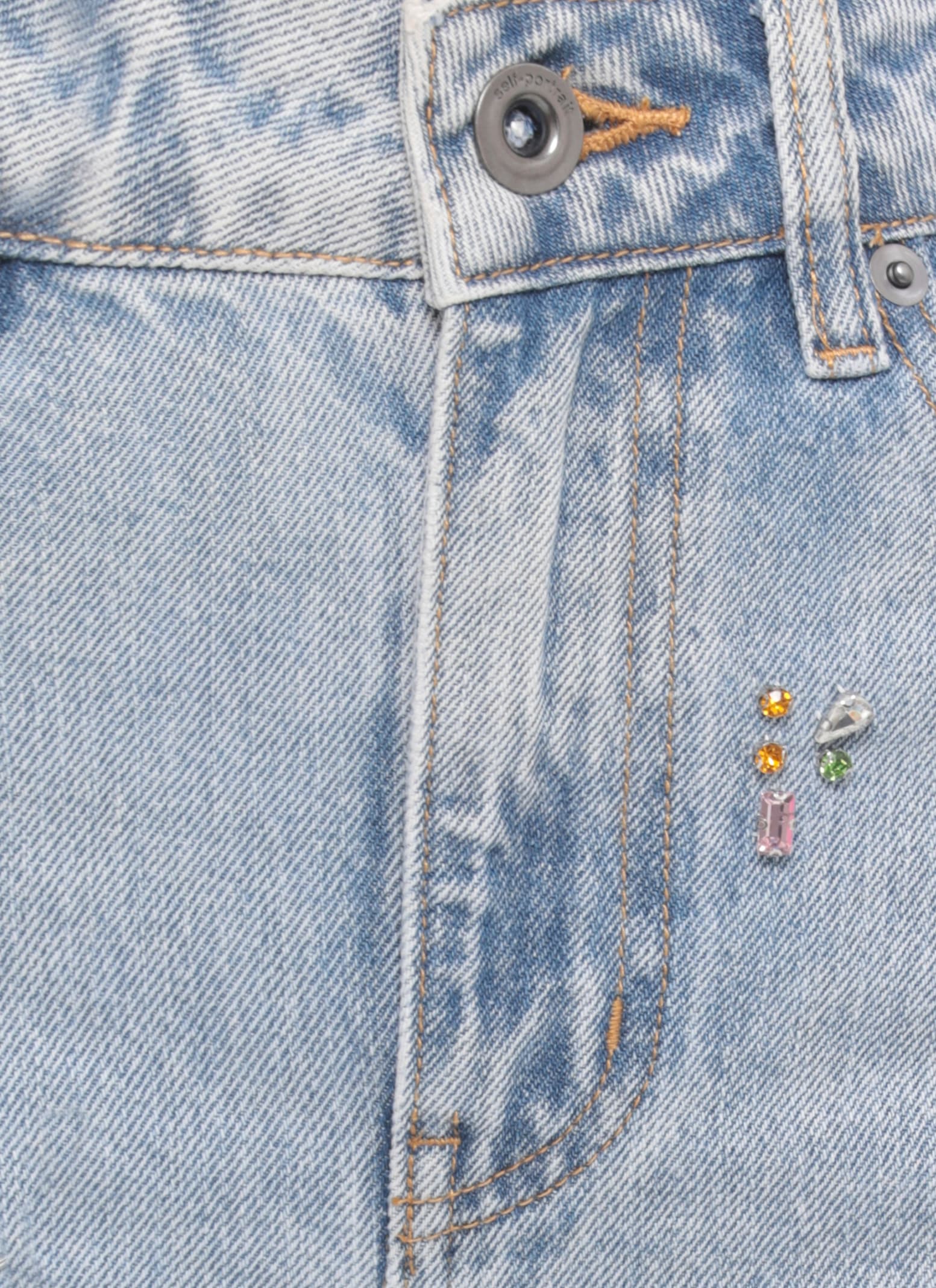 Self-portrait Wide-leg Jeans Featuring Strass Embellishments In Blue