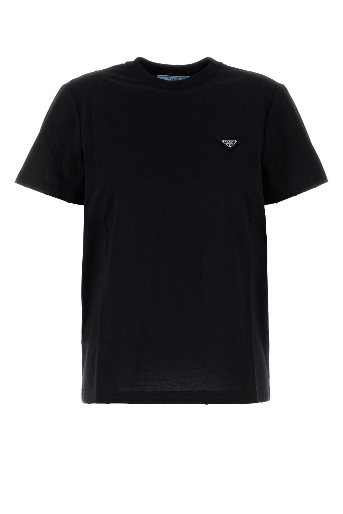 Prada Cotton Crew-neck T-shirt In Black
