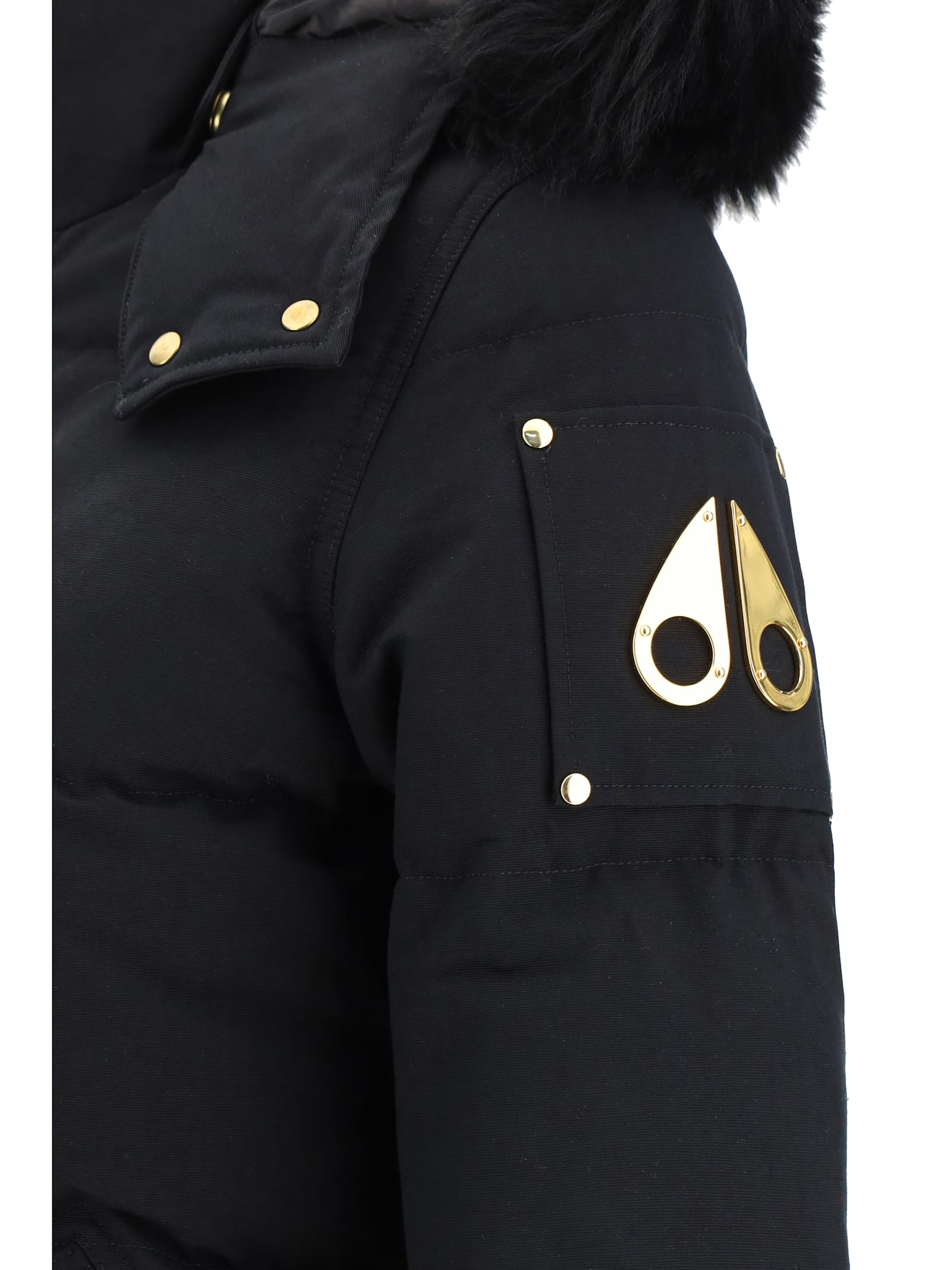 Shop Moose Knuckles Down Jacket In Blk W/blk Sh