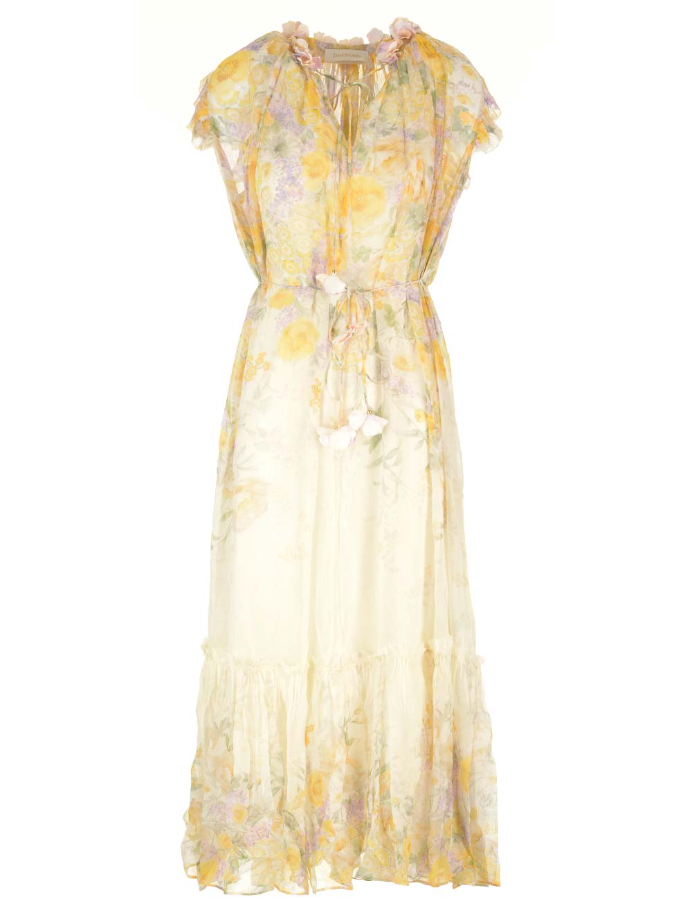 Shop Zimmermann Harmony Midi Dress With Floral Print In Multicolour