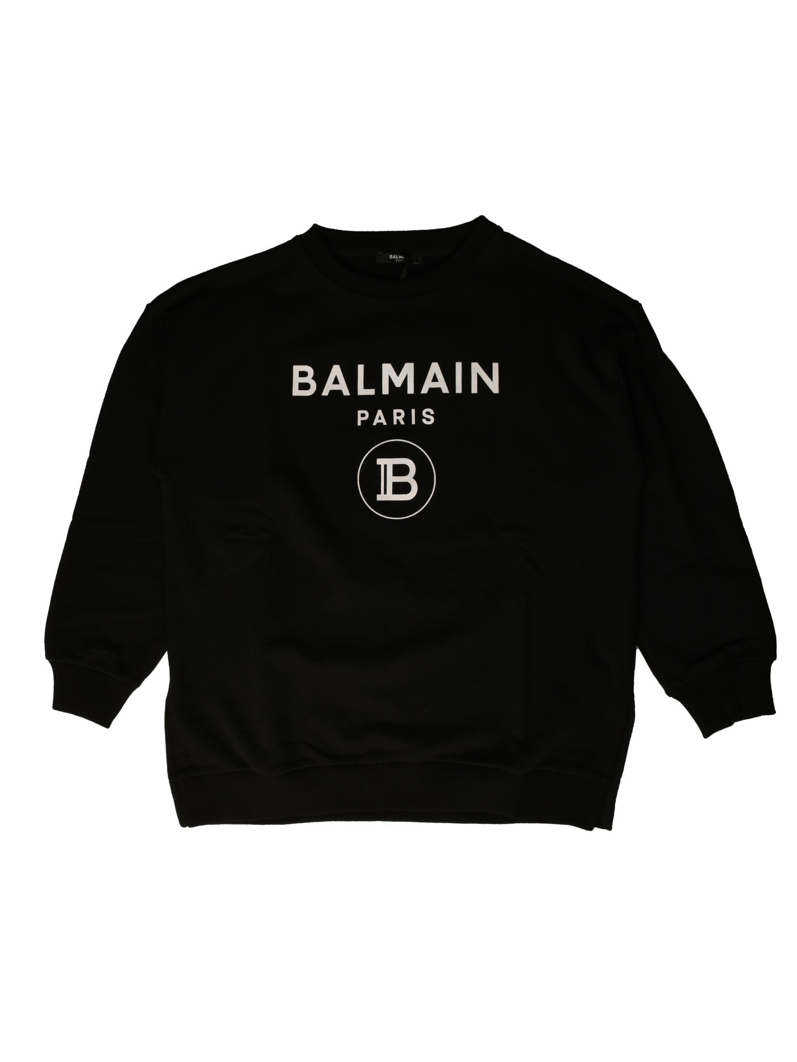 Balmain Black Sweatshirt With White Logo