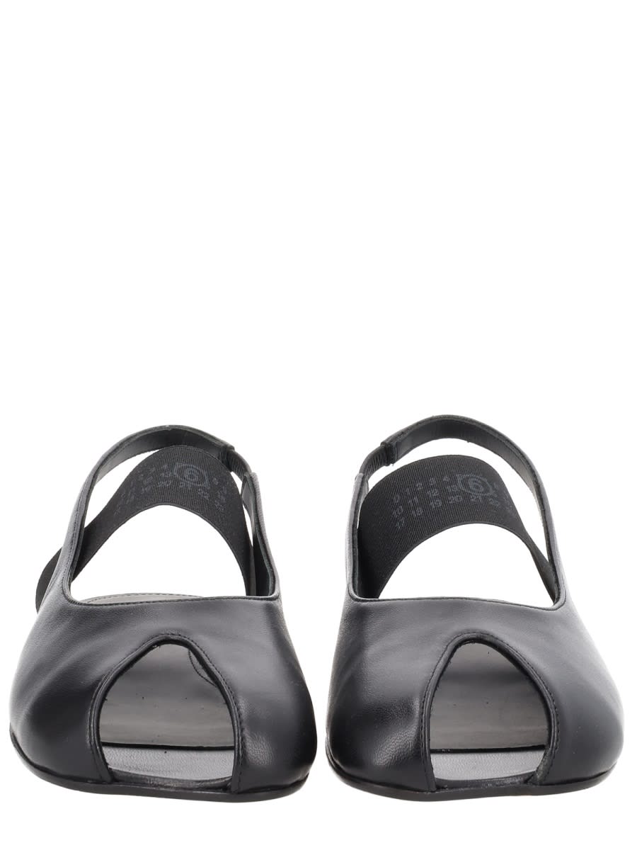 Mm6 Maison Margiela Logo Detailed Open-toe Slingback Sandals In Black