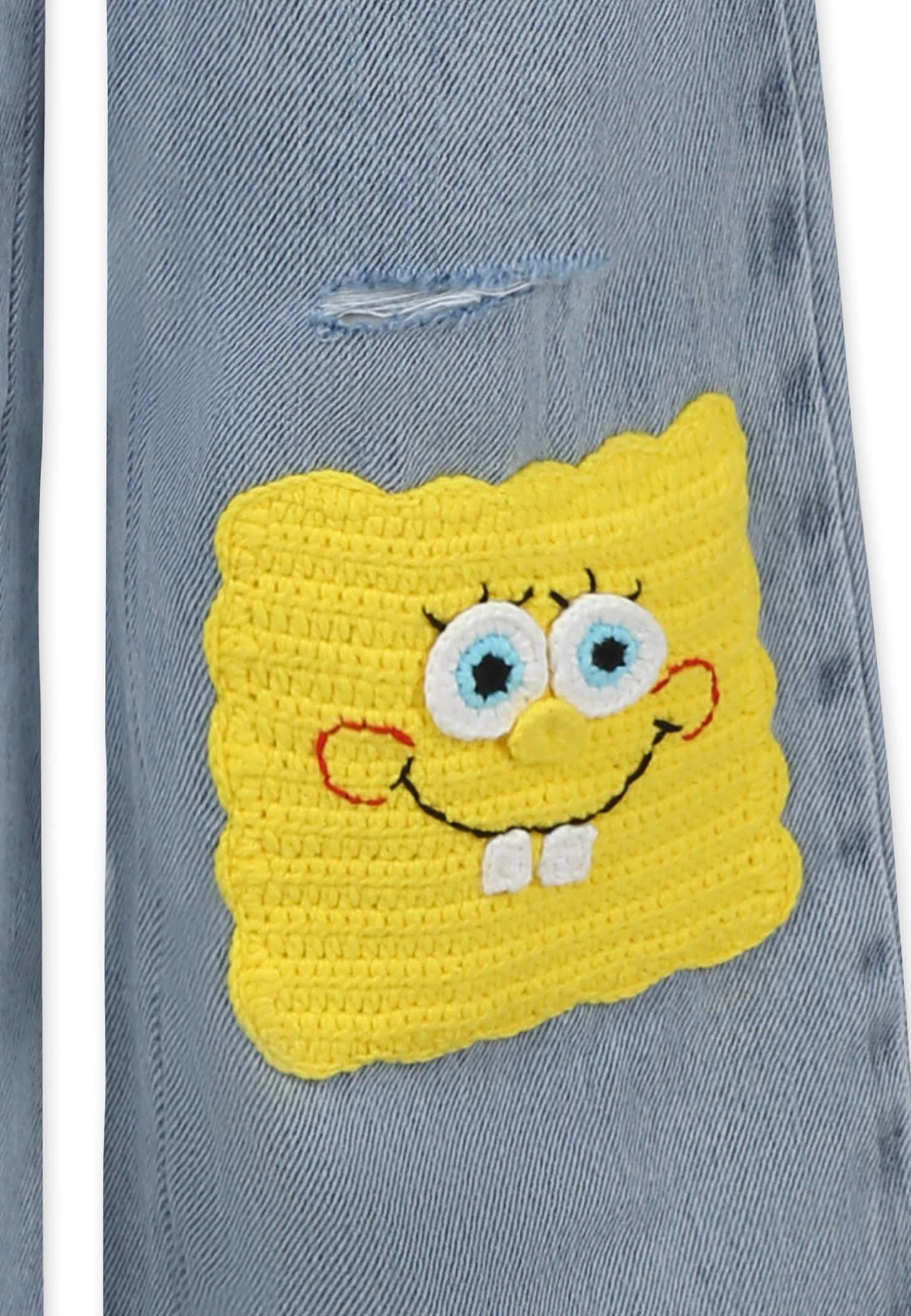 Stella Mccartney Embroidered Cotton Jeans In Denim