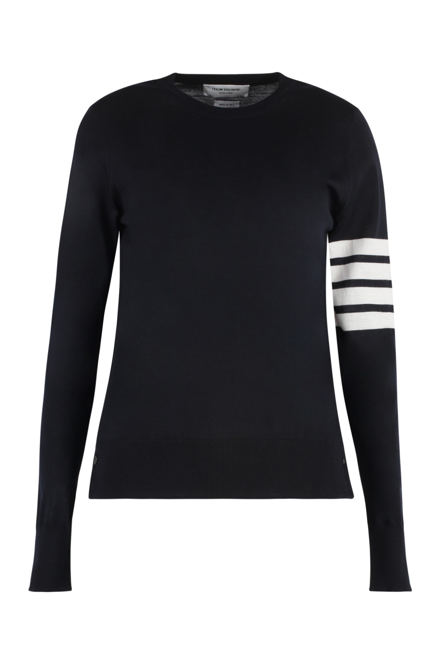 Shop Thom Browne Crew-neck Wool Sweater In Blue