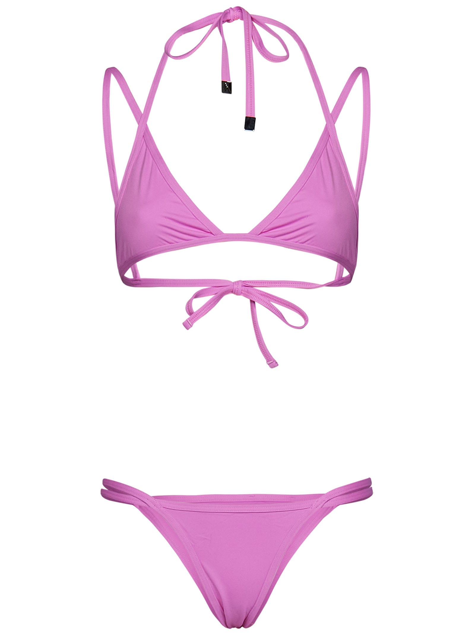 Attico Pink Double Strap Bikini In Pink