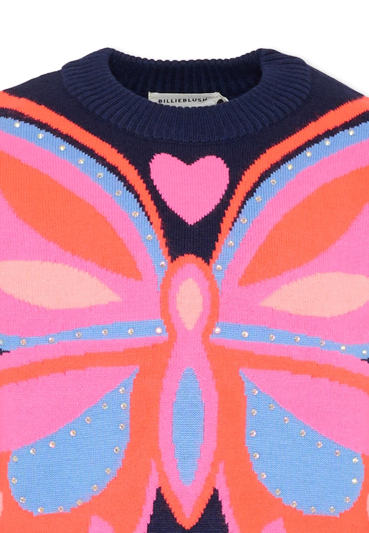 Billieblush Blue Sweater For Girl With Butterfly In Blue