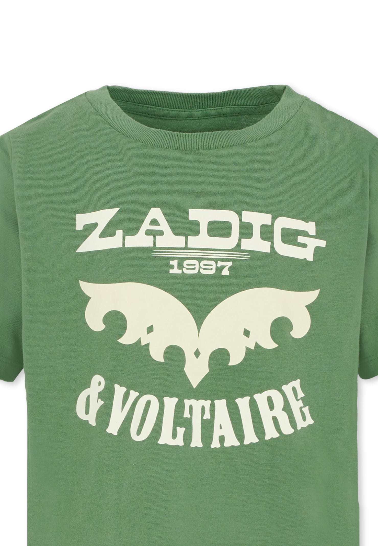 Zadig & Voltaire Green T-shirt For Kids With Logo In Green
