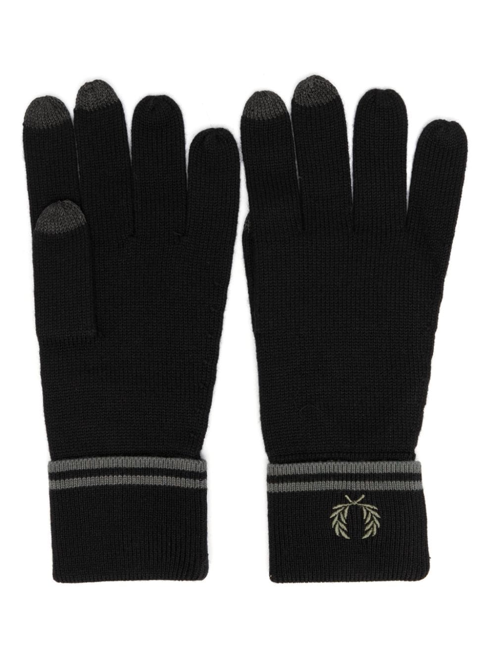 Fred Perry Fp Twin Tipped Merino Wool Gloves In Black Field Grn