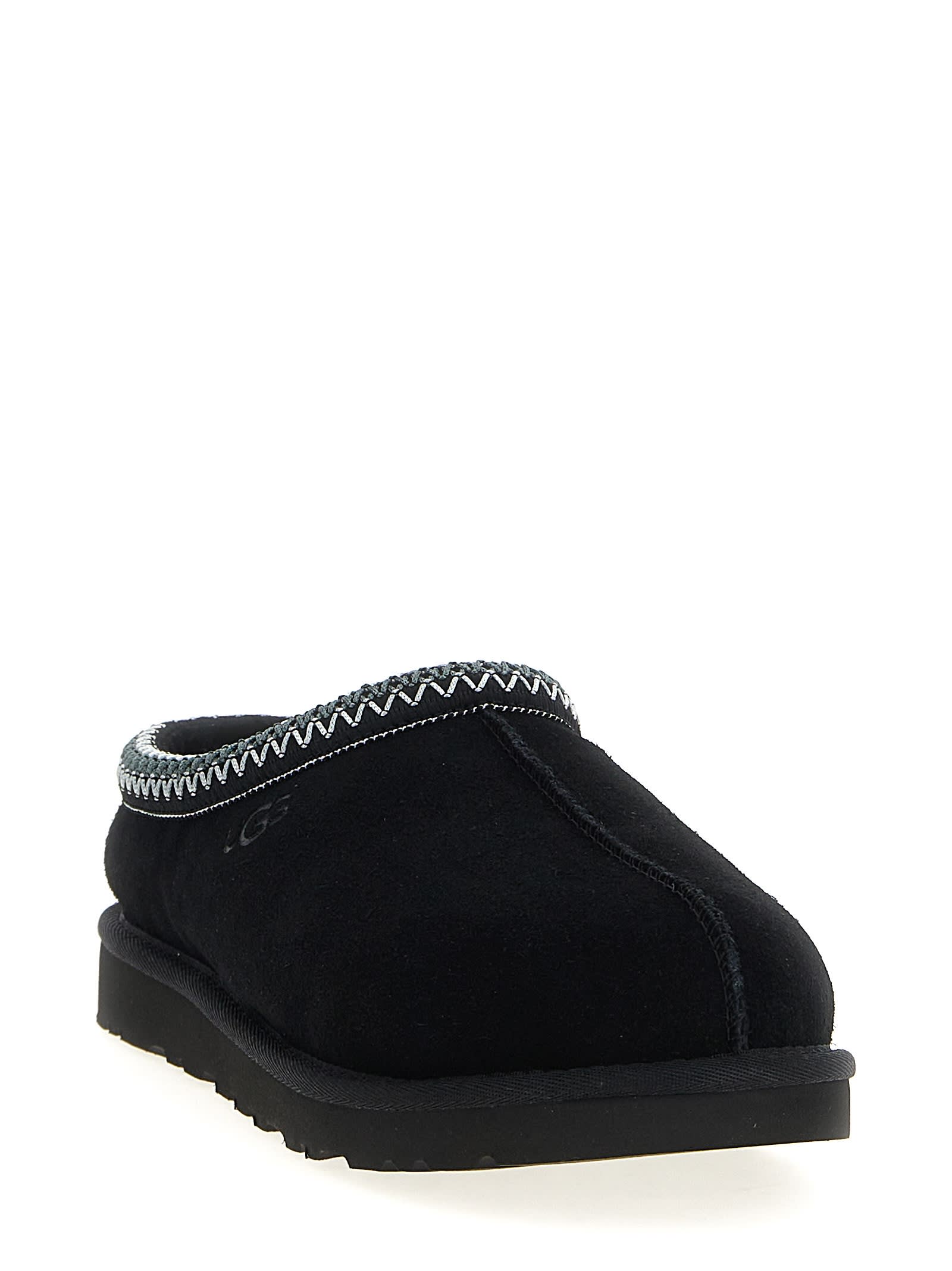 Ugg Mens Black Tasman Ii Shearling-lined Suede Slippers Eur 41 / 7 Uk In Black